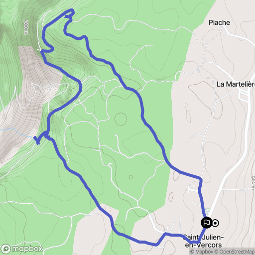 Saint-Julien-en-Vercors : carte du parcours de randonnée - France