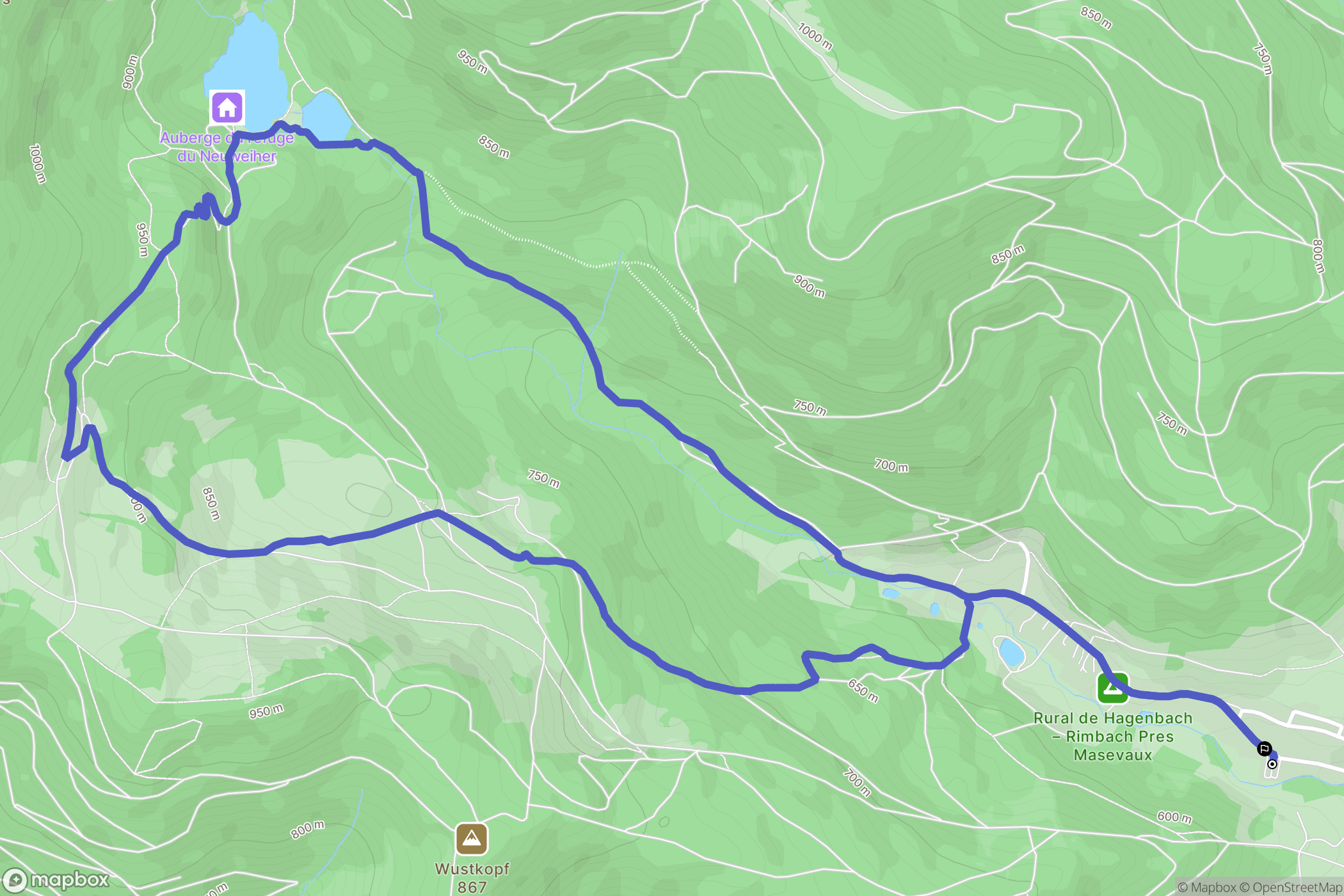 Rimbach-près-Masevaux : carte du parcours de randonnée - France
