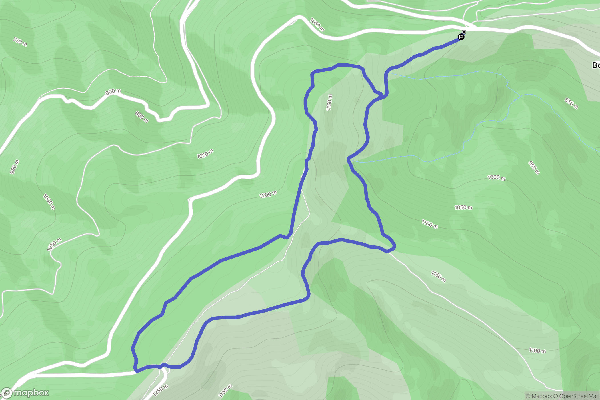 Montagagne : carte du parcours de randonnée - France