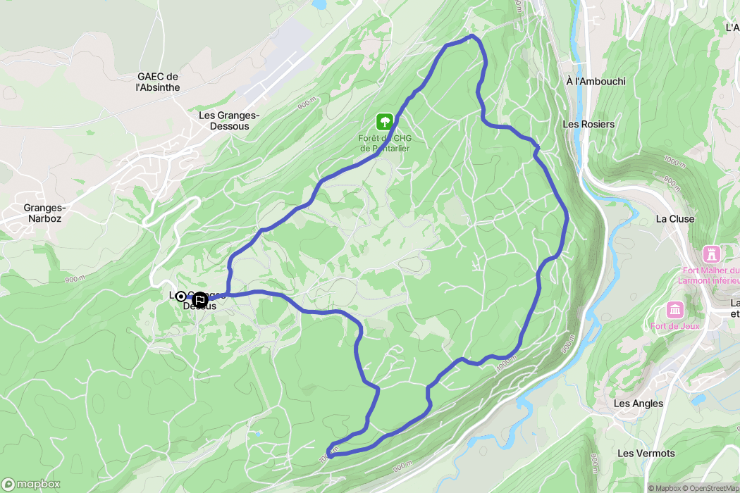Granges-Narboz : carte du parcours de randonnée - France