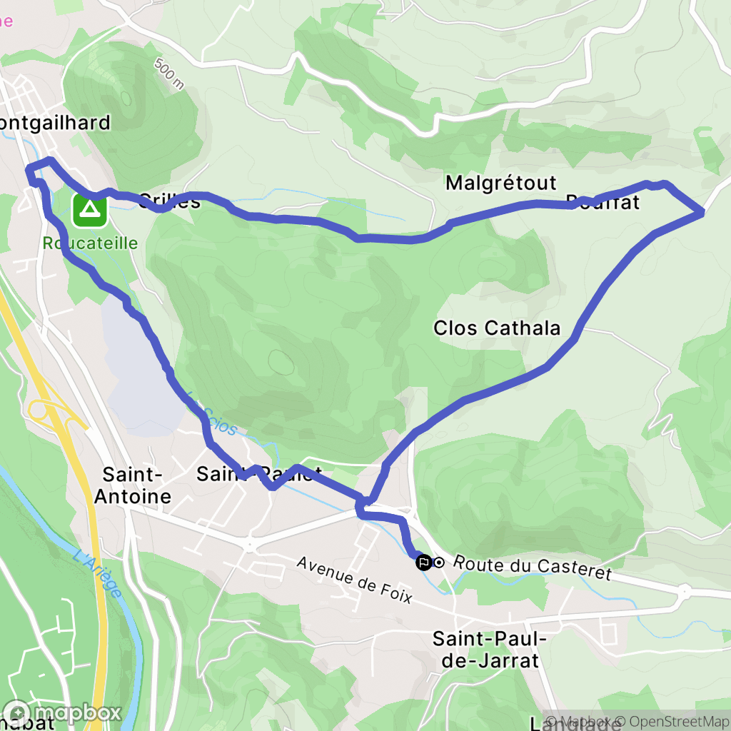 Saint-Paul-de-Jarrat : carte du parcours de randonnée - France