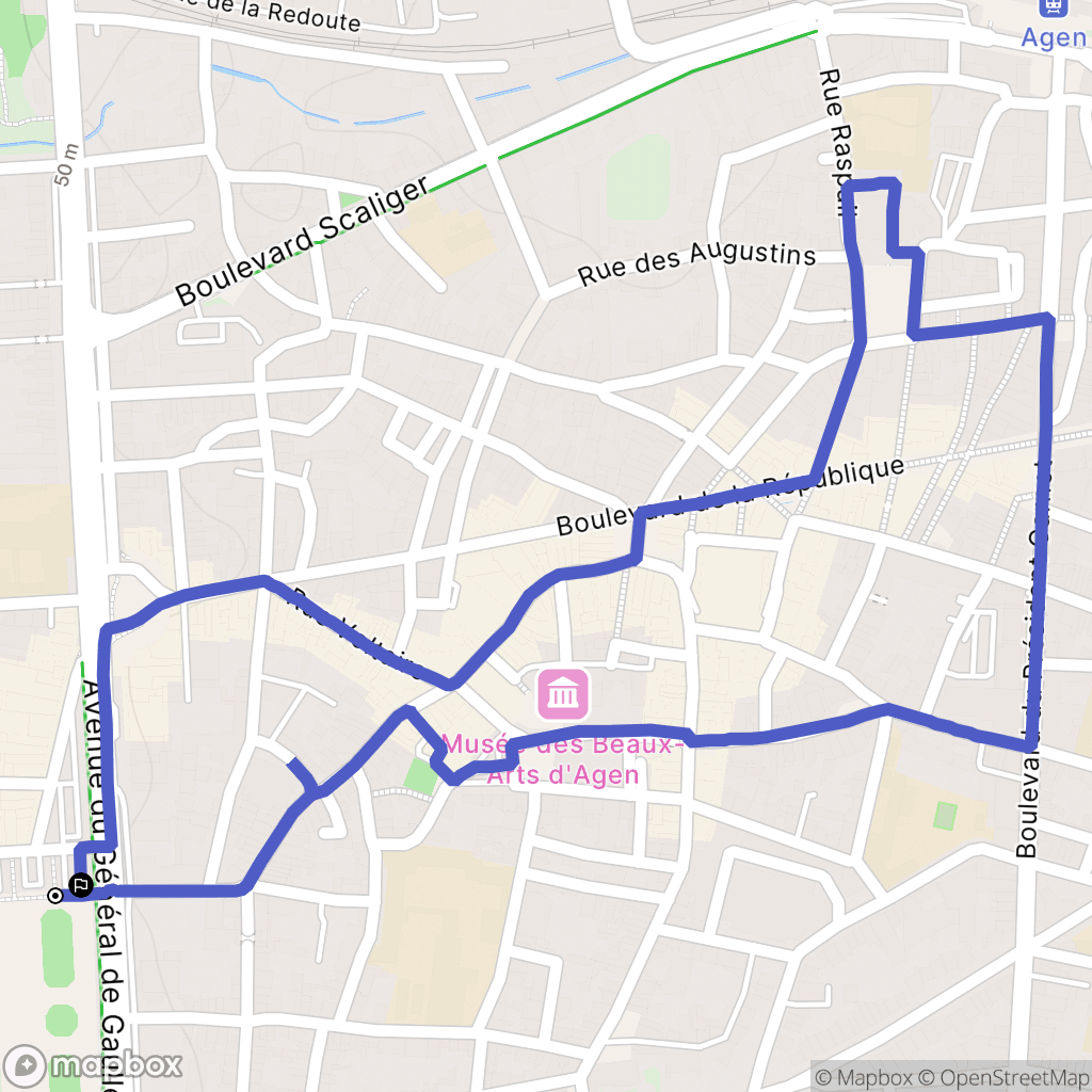 Agen : carte du parcours de randonnée - France