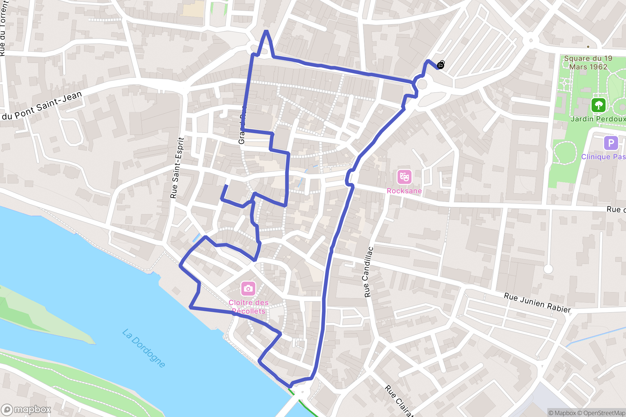 Bergerac : carte du parcours de randonnée - France