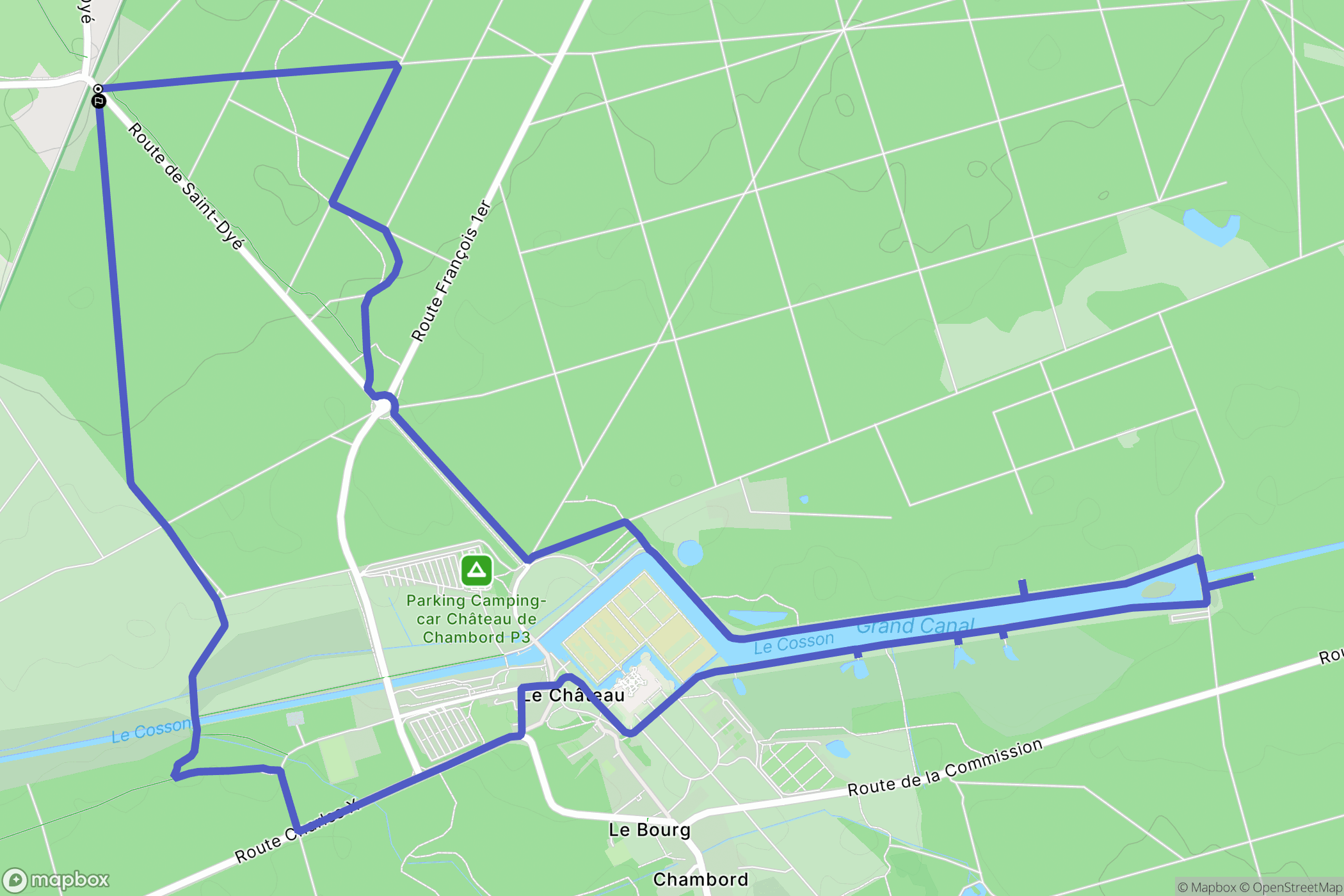Chambord : carte du parcours de randonnée - France