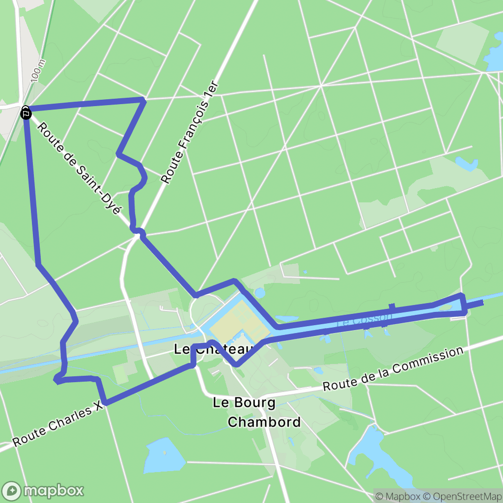 Chambord : carte du parcours de randonnée - France