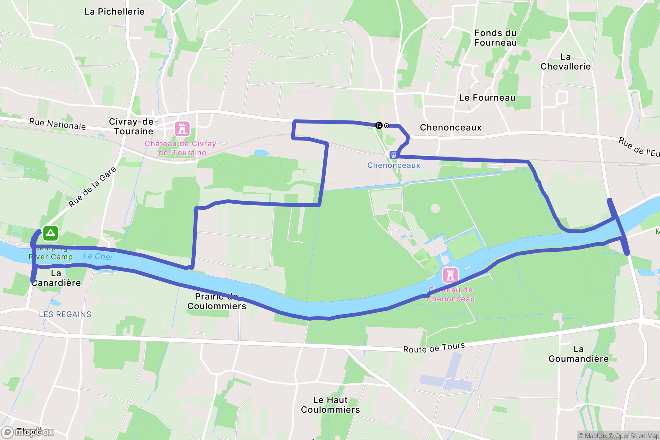 Chenonceaux : carte du parcours de randonnée - France