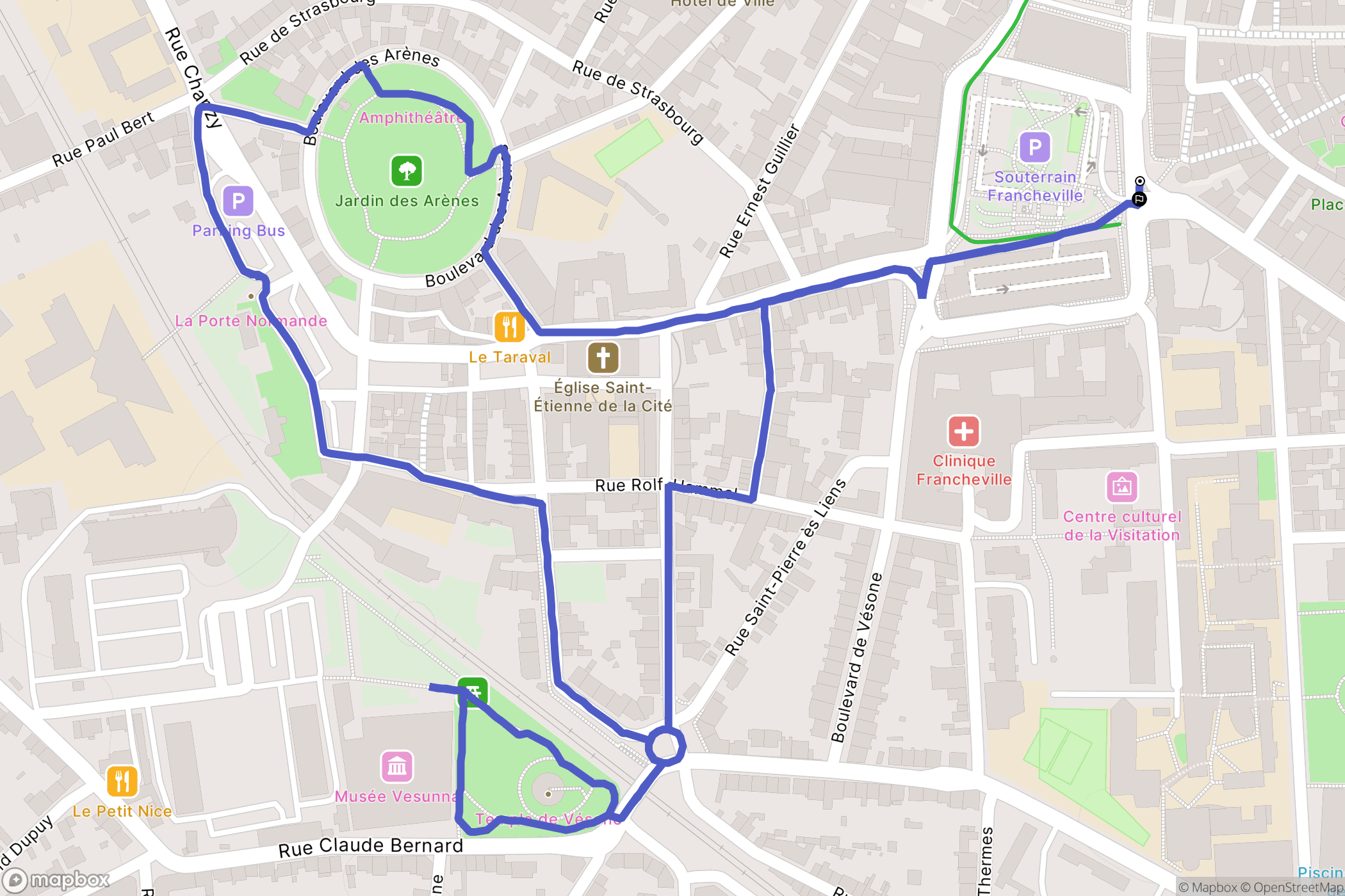 Périgueux : carte du parcours de randonnée - France