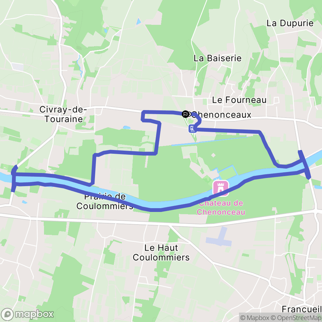 Chenonceaux : carte du parcours de randonnée - France