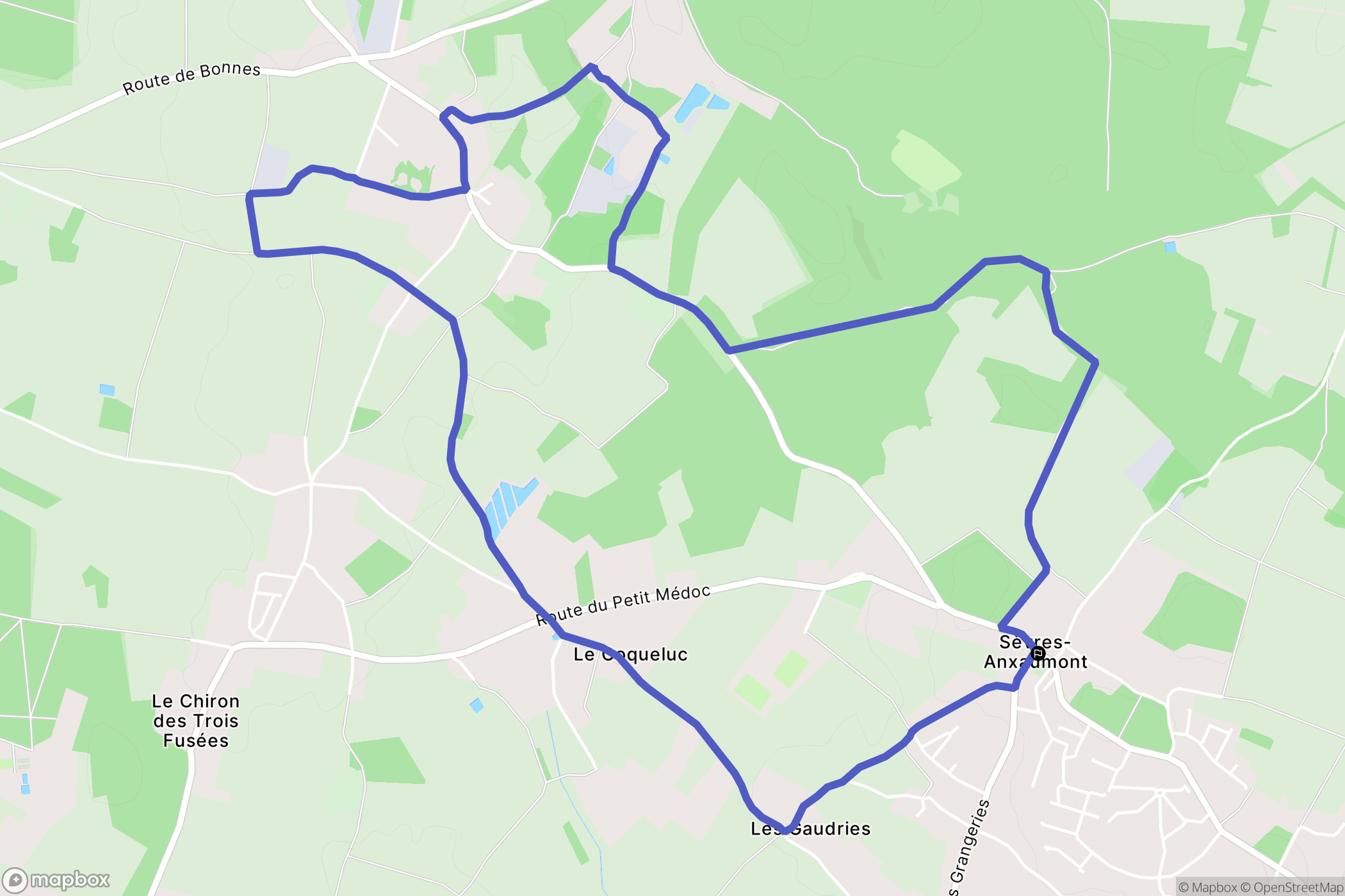 Sèvres-Anxaumont : carte du parcours de randonnée - France