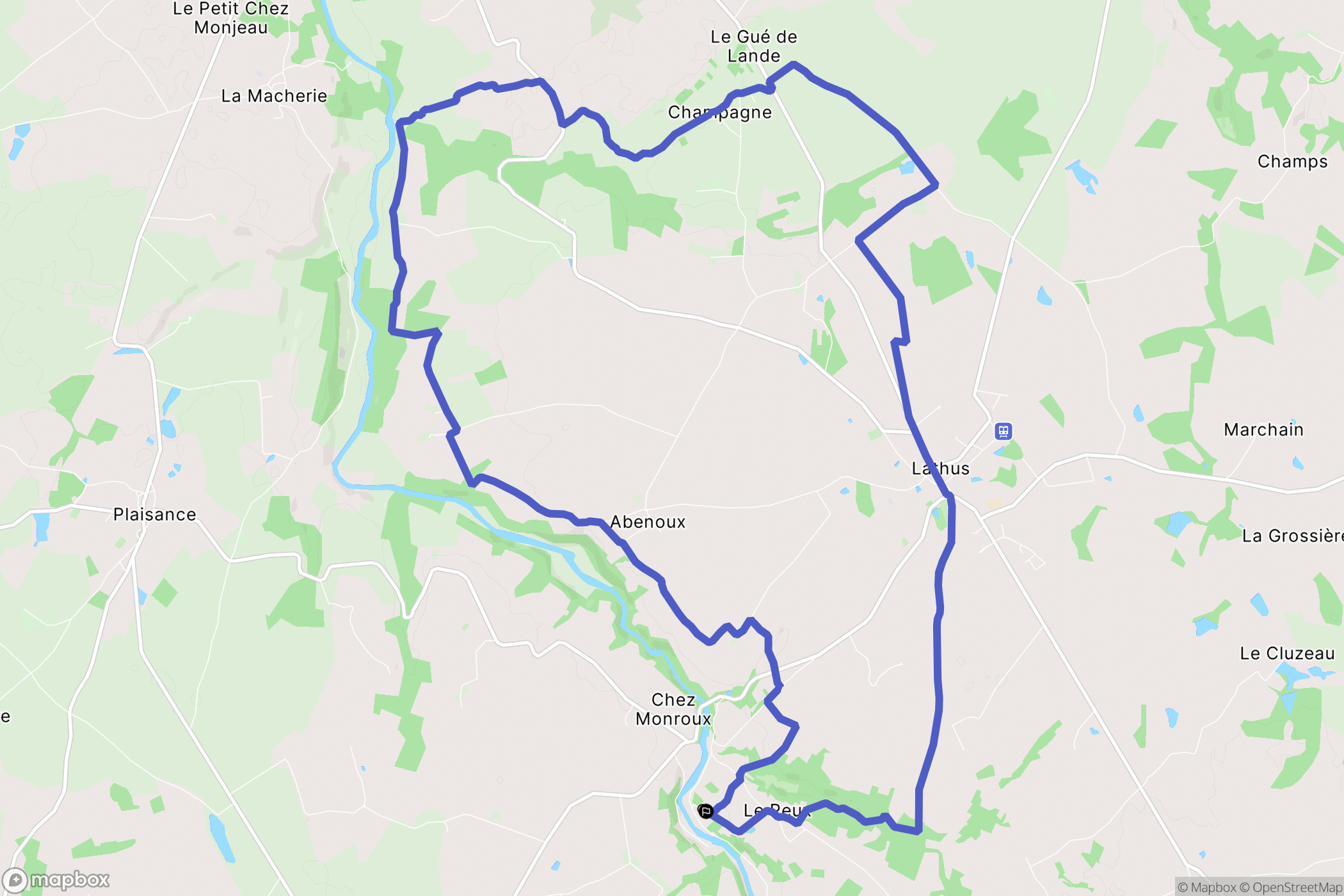Montmorillon : carte du parcours de randonnée - France
