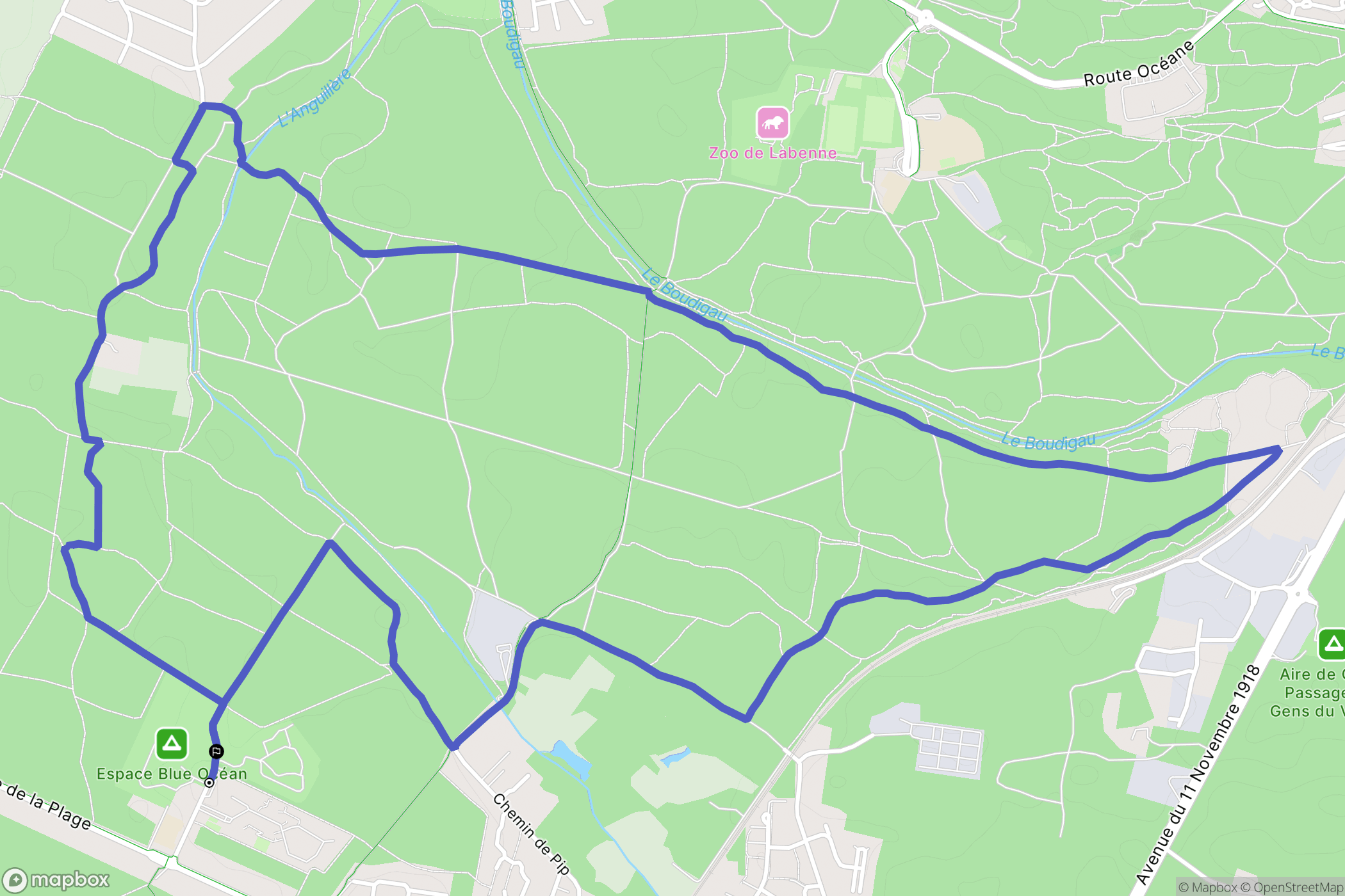 Ondres : carte du parcours de randonnée - France