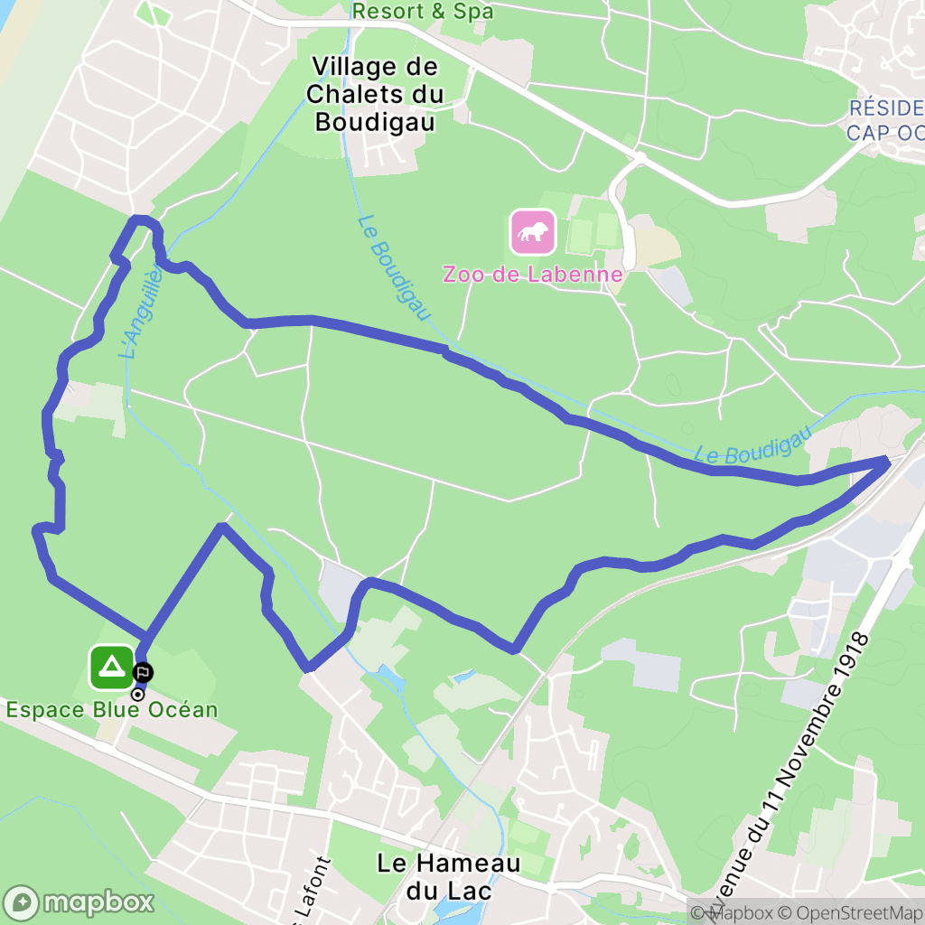 Ondres : carte du parcours de randonnée - France
