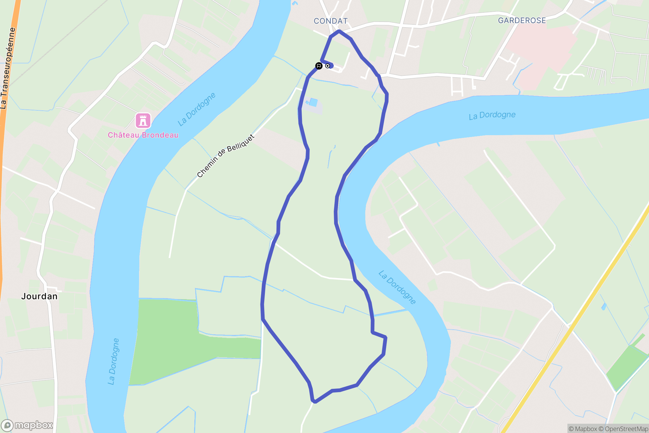 Libourne : carte du parcours de randonnée - France