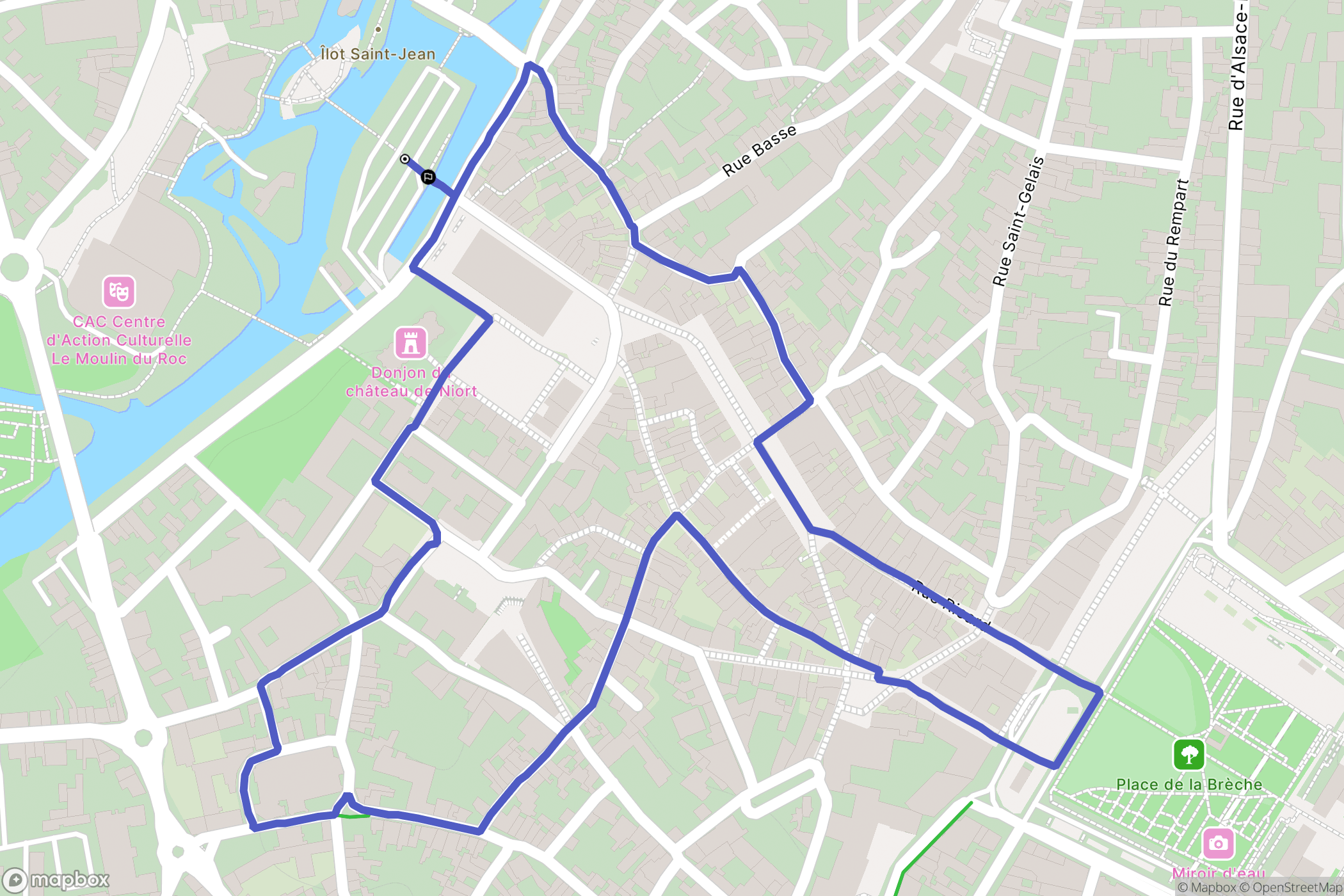 Niort : carte du parcours de randonnée - France