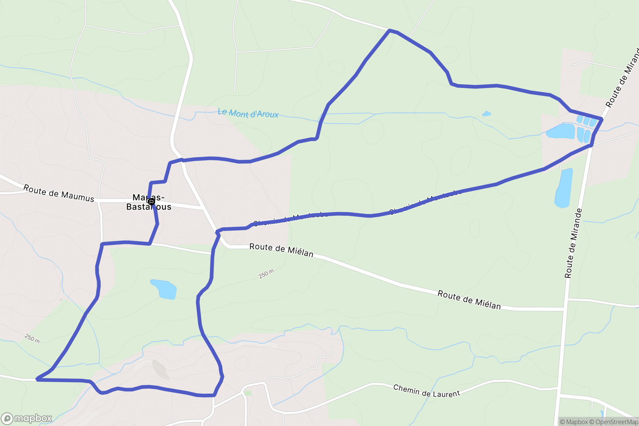 Manas-Bastanous : carte du parcours de randonnée - France