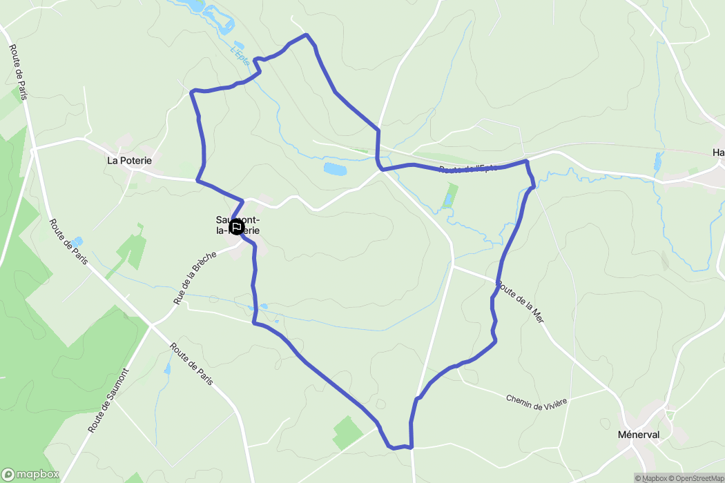 Saumont-la-Poterie : carte du parcours de randonnée - France