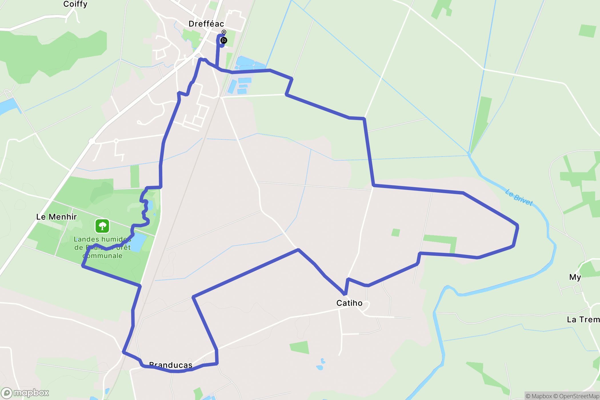 Drefféac : carte du parcours de randonnée - France