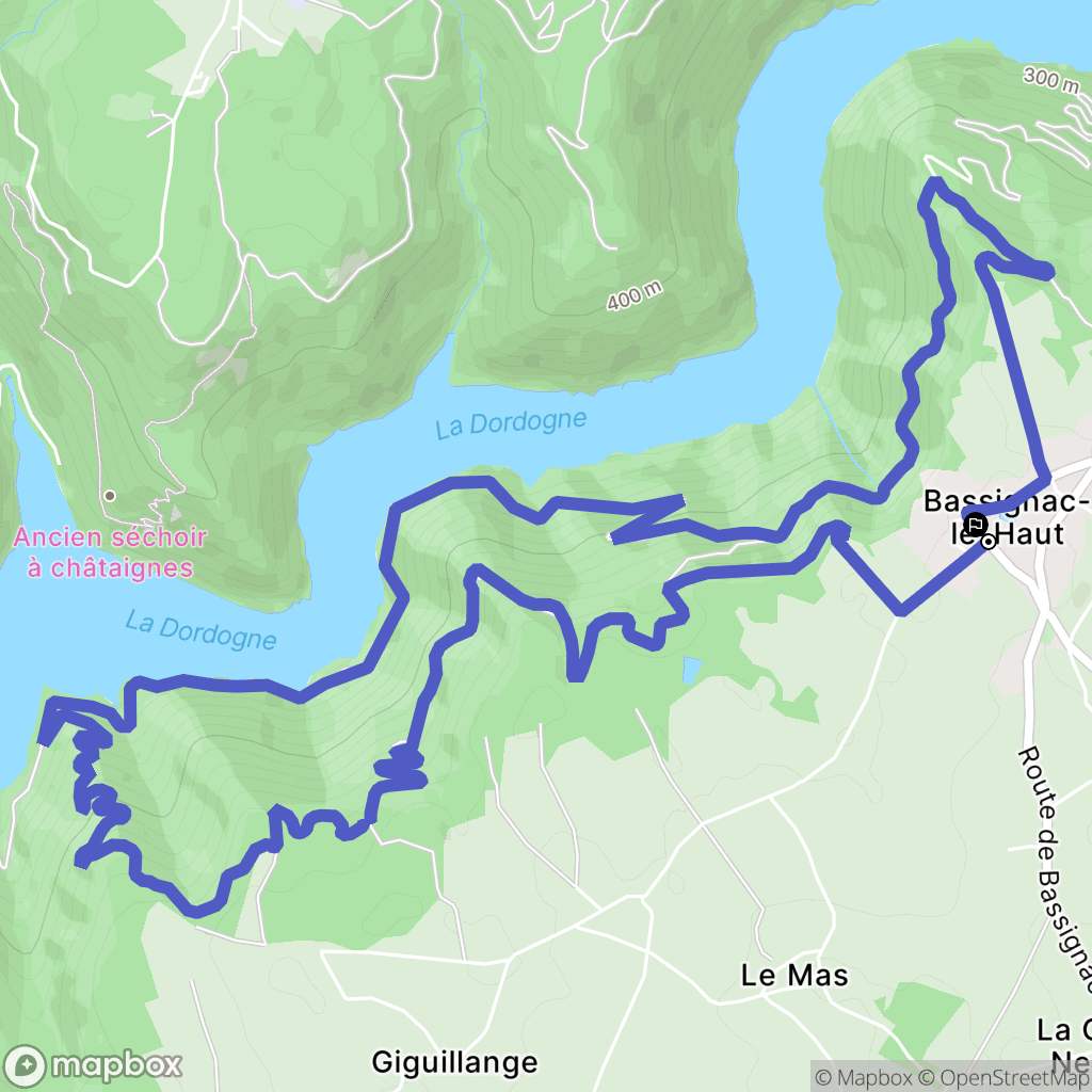 Bassignac-le-Haut : carte du parcours de randonnée - France