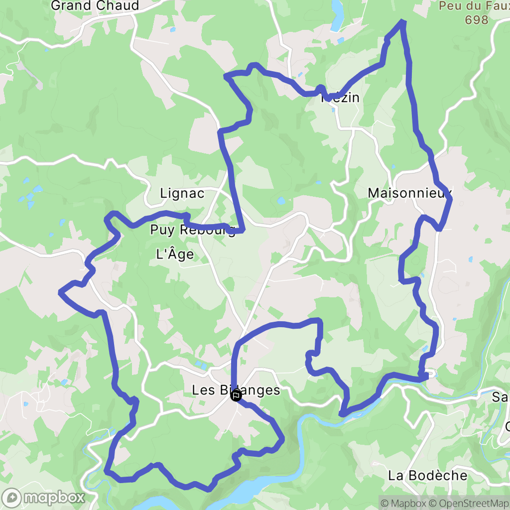 Les Billanges : carte du parcours de randonnée - France
