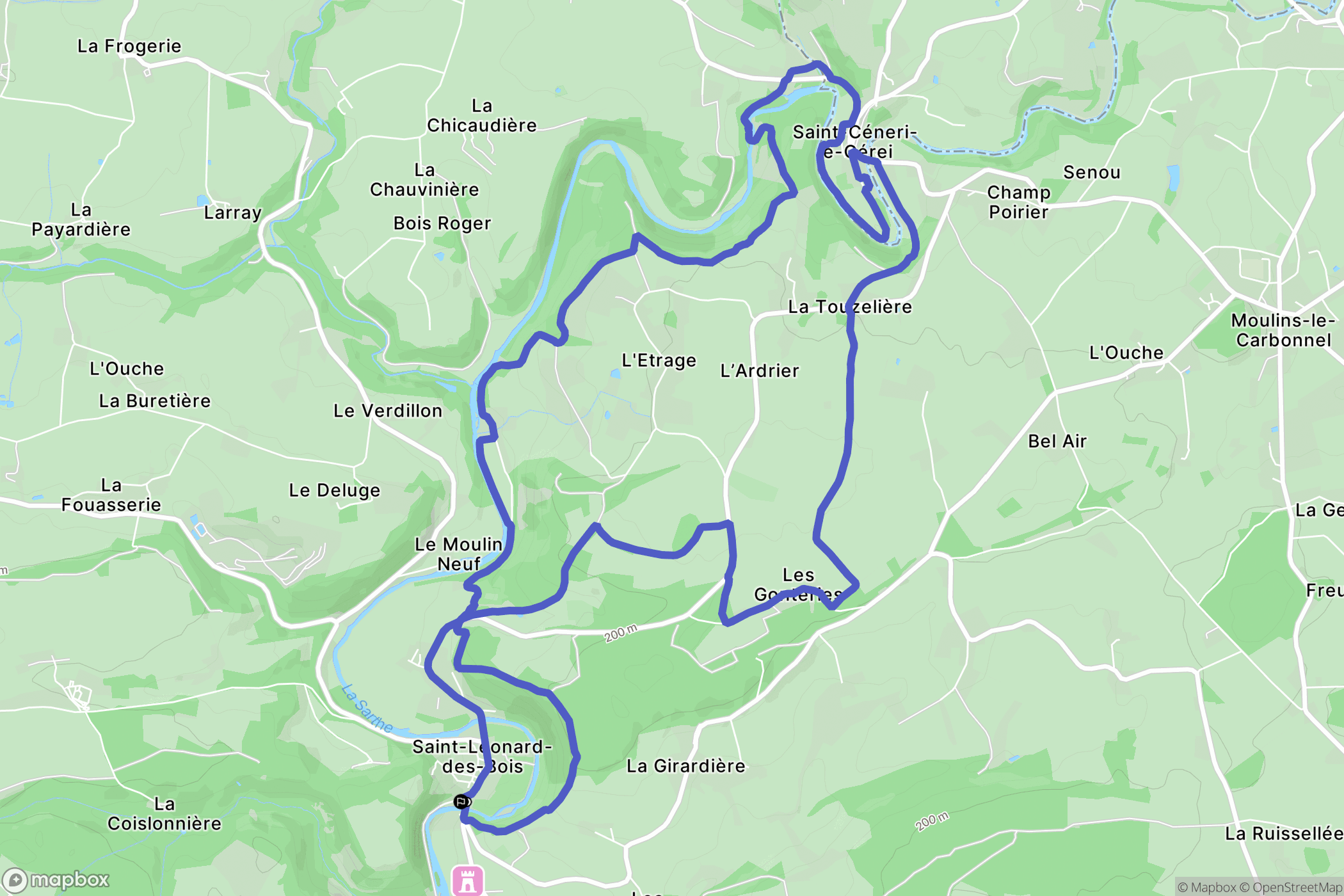 Saint-Léonard-des-Bois : carte du parcours de randonnée - France