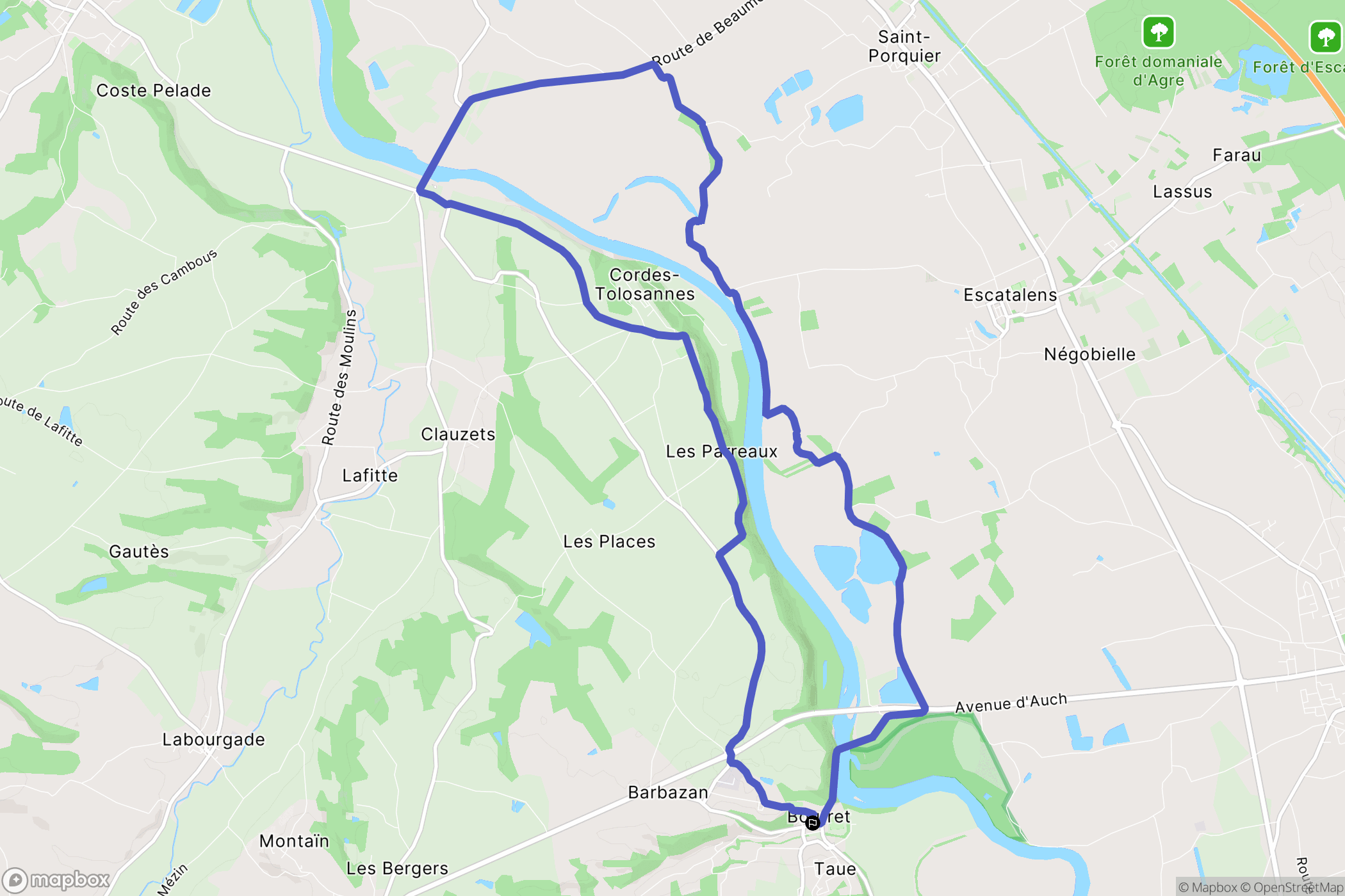 Bourret : carte du parcours de randonnée - France