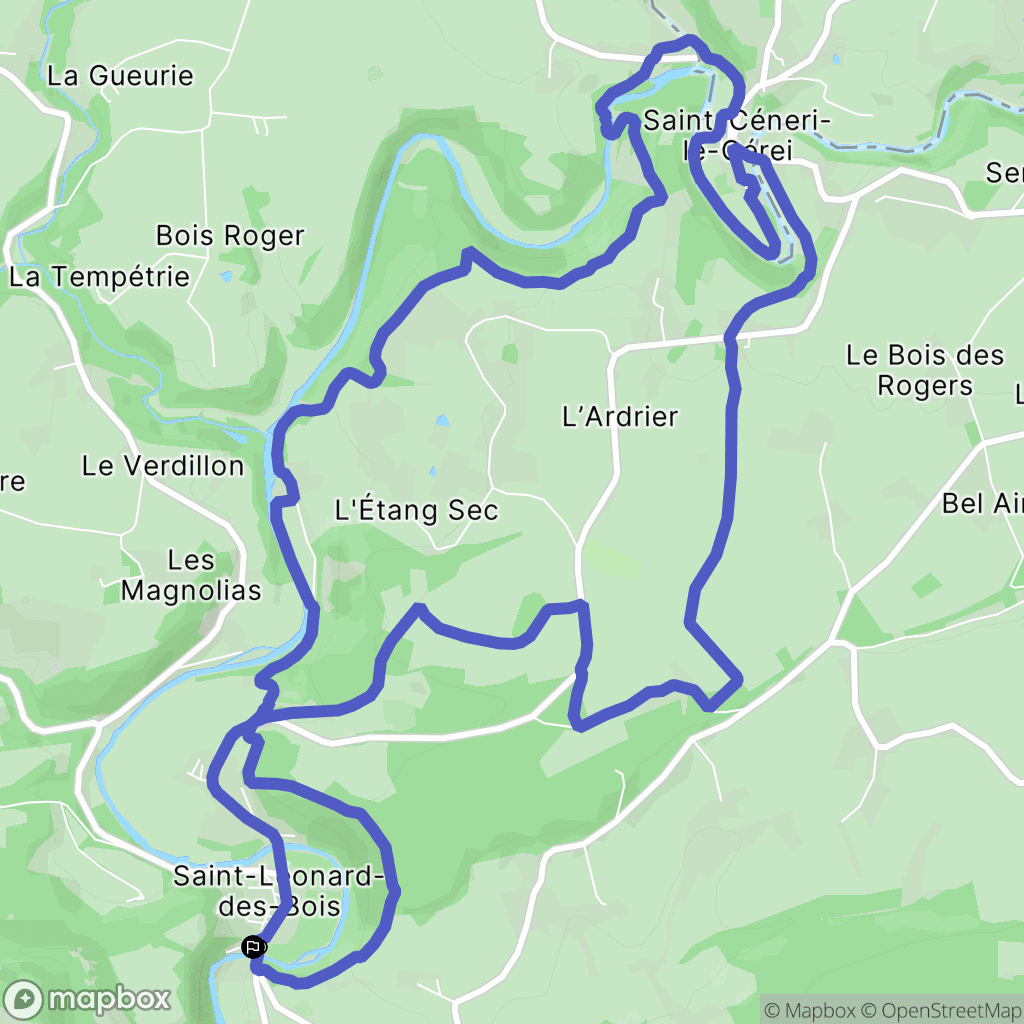 Saint-Léonard-des-Bois : carte du parcours de randonnée - France
