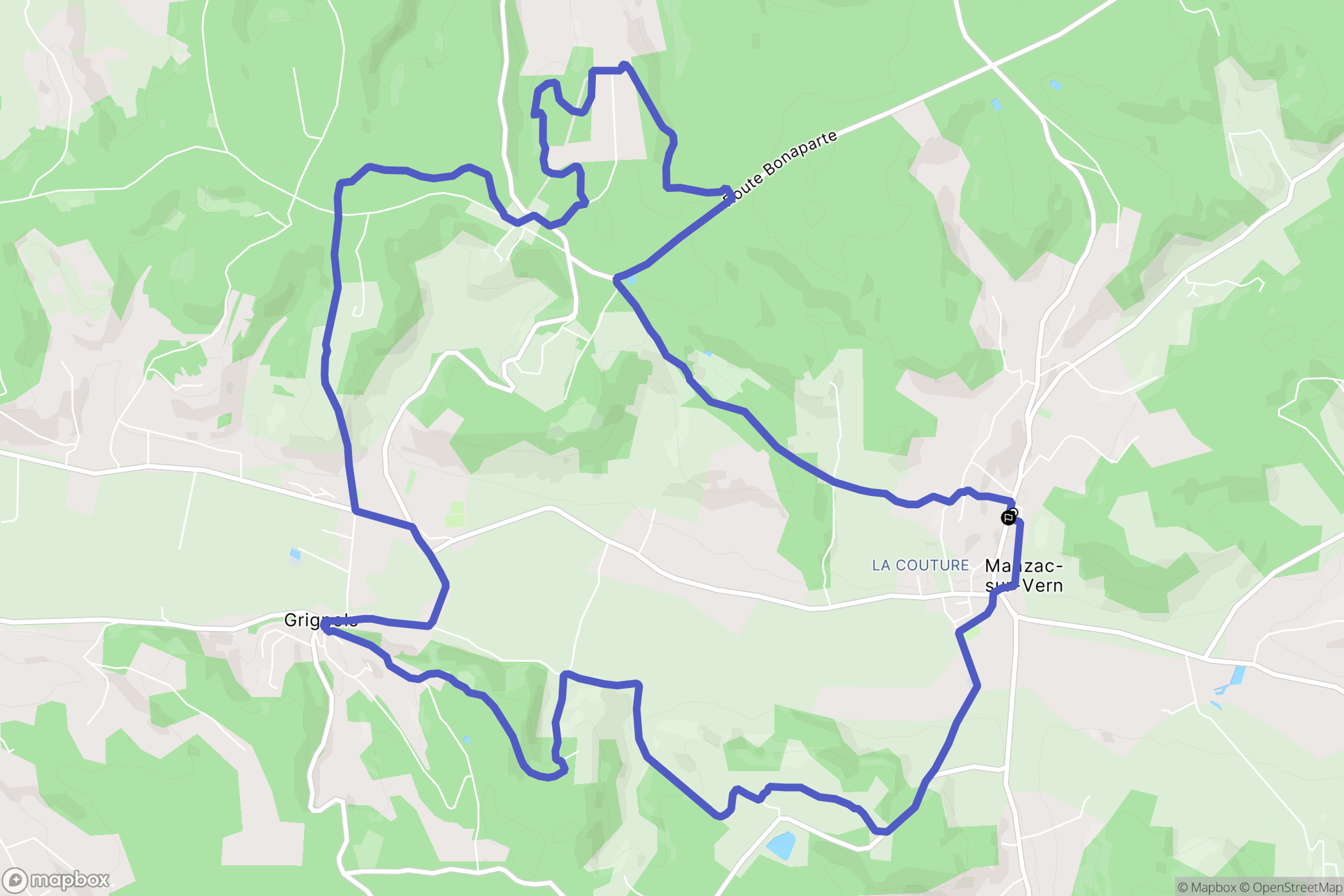 Manzac-sur-Vern : carte du parcours de randonnée - France