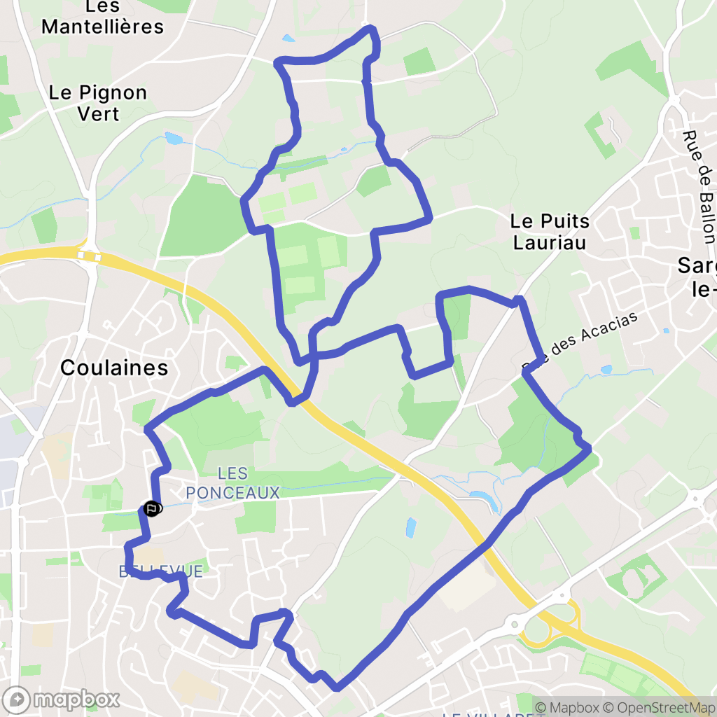Coulaines : carte du parcours de randonnée - France