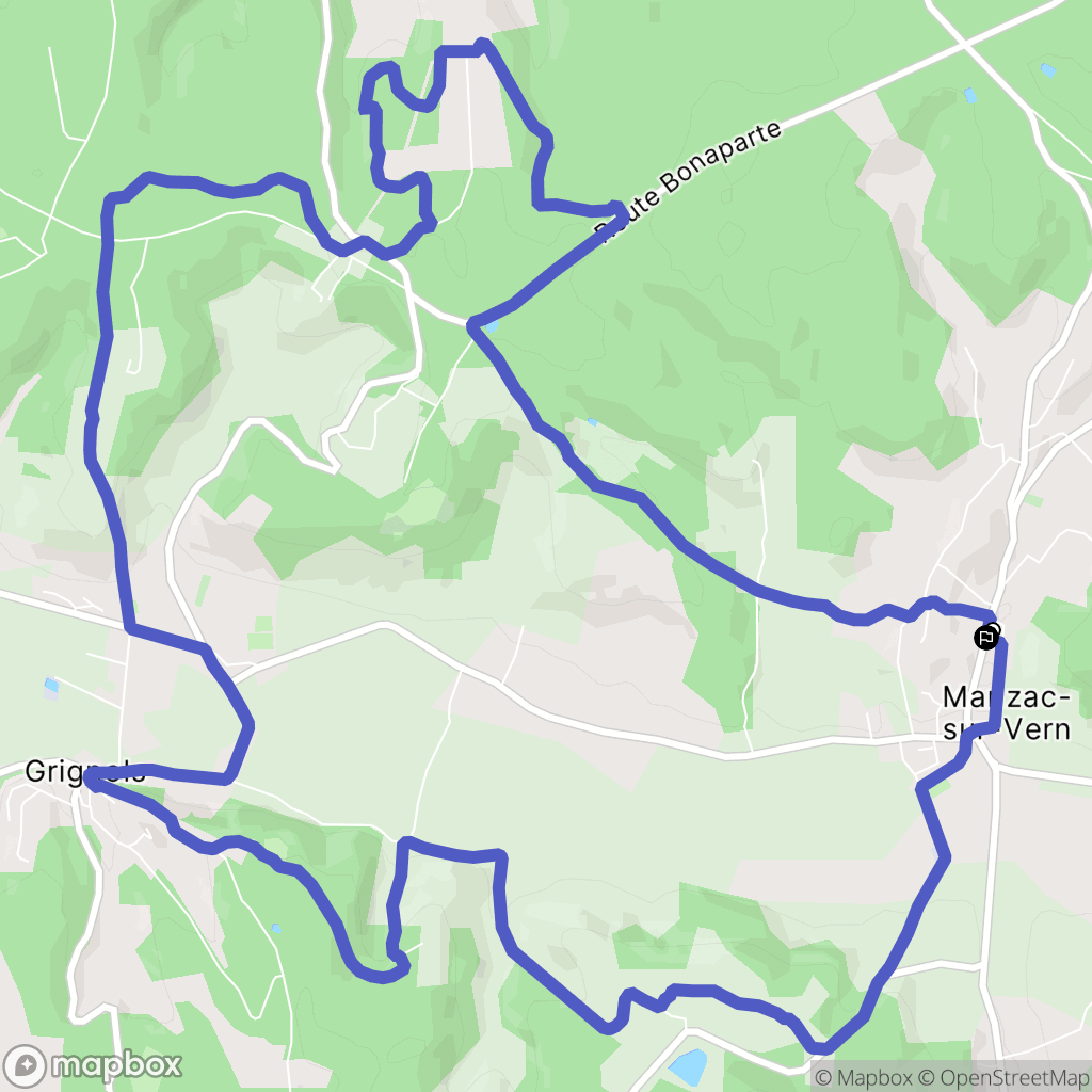 Manzac-sur-Vern : carte du parcours de randonnée - France