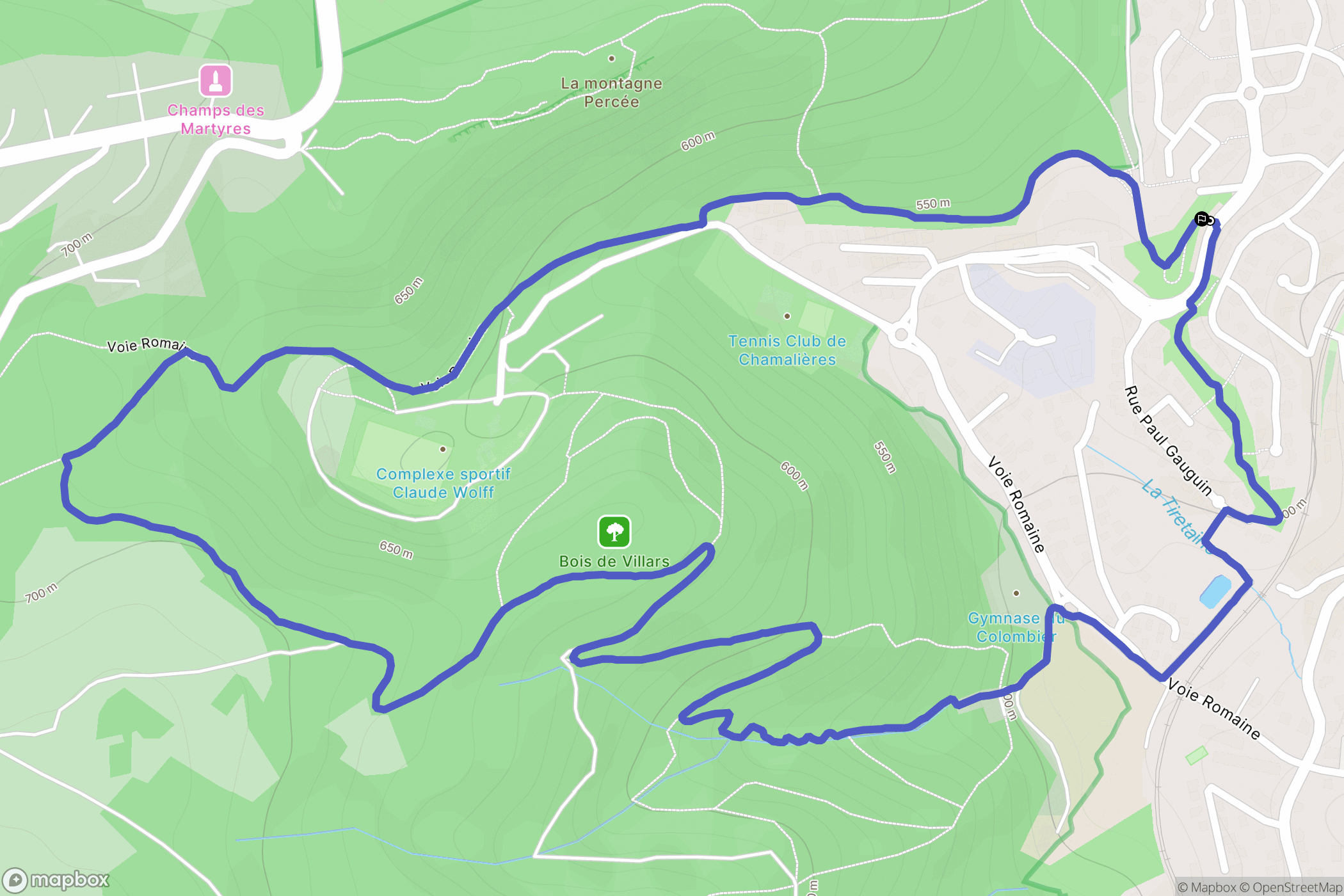Chamalières : carte du parcours de randonnée - France