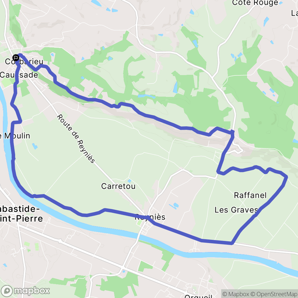 Corbarieu : carte du parcours de randonnée - France