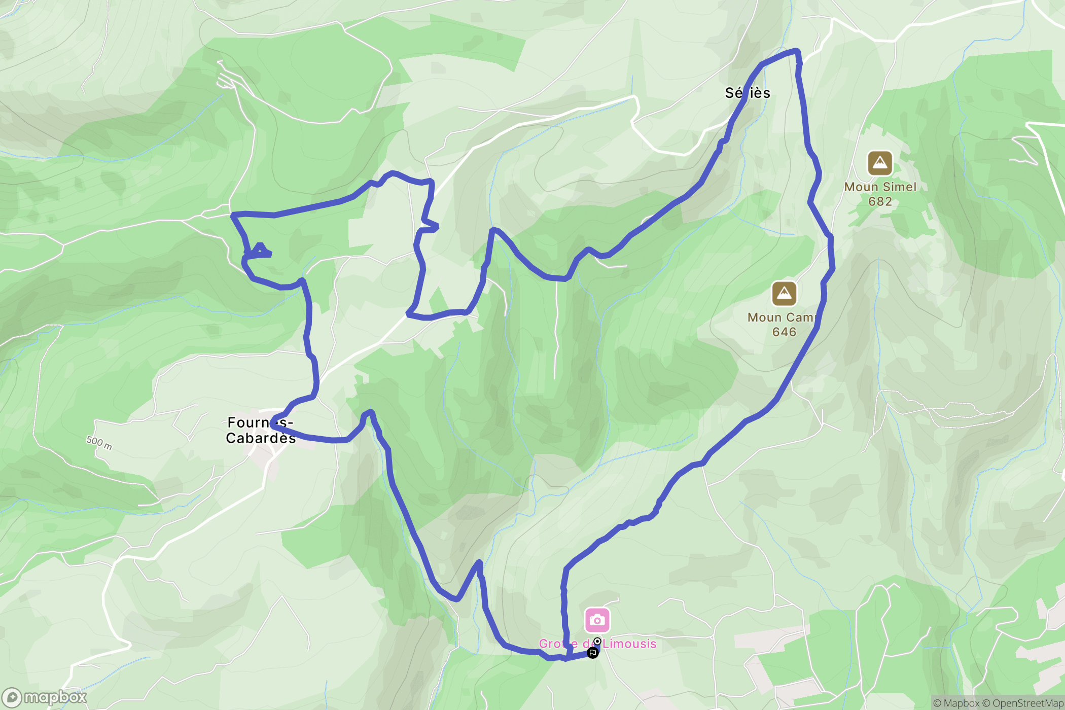 Limousis : carte du parcours de randonnée - France
