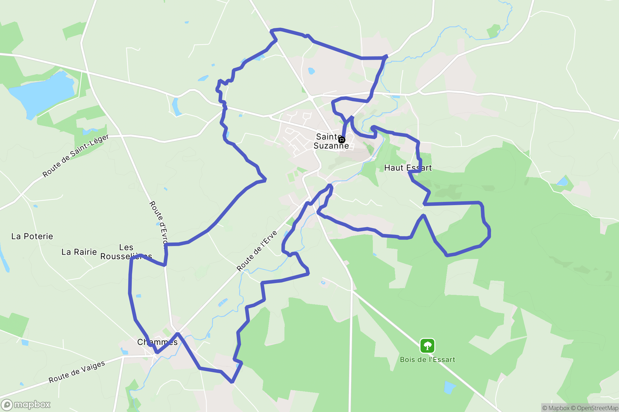 Sainte-Suzanne-et-Chammes : carte du parcours de randonnée - France