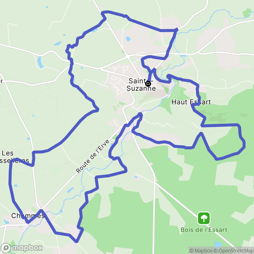 Sainte-Suzanne-et-Chammes : carte du parcours de randonnée - France