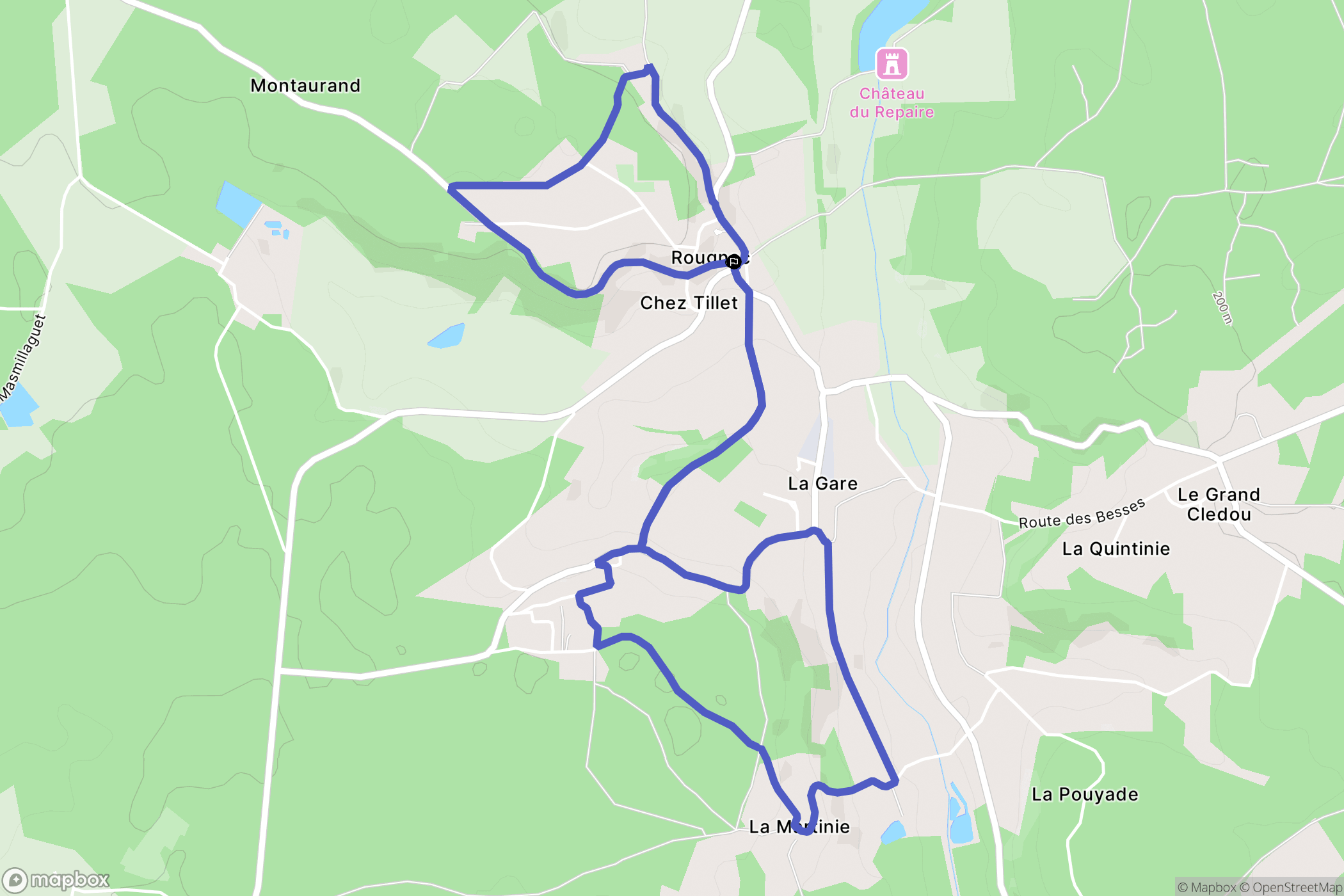 Rougnac : carte du parcours de randonnée - France