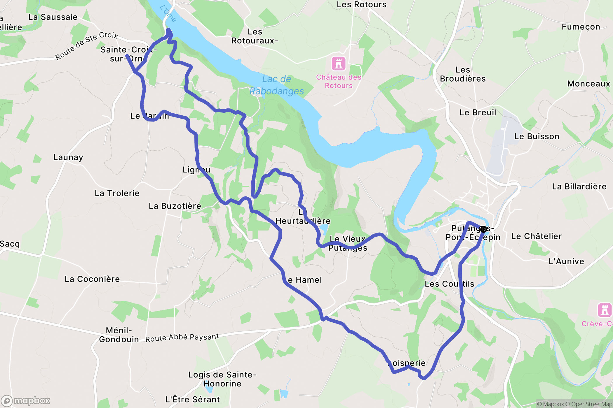 Putanges-le-Lac : carte du parcours de randonnée - France