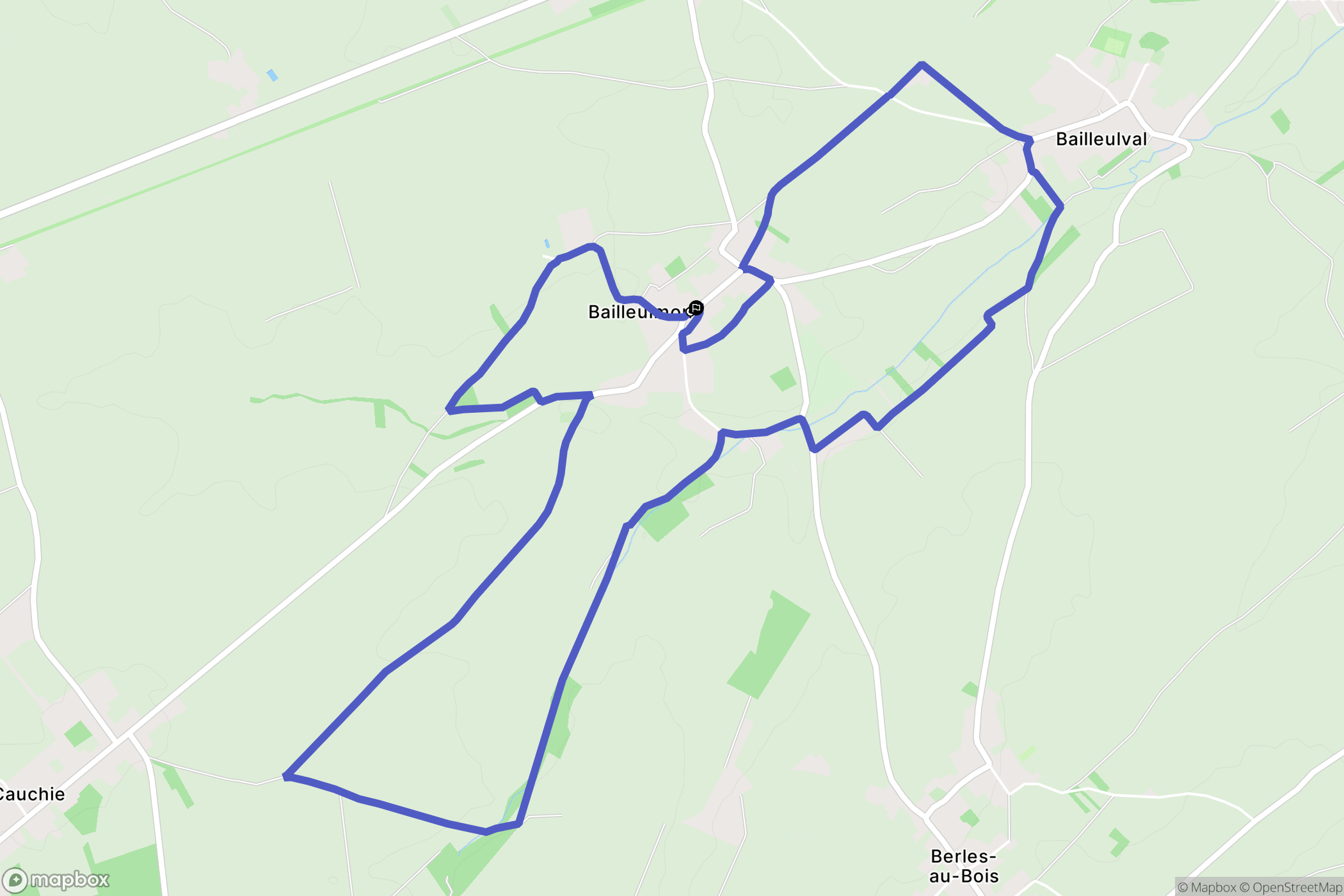 Bailleulmont : carte du parcours de randonnée - France