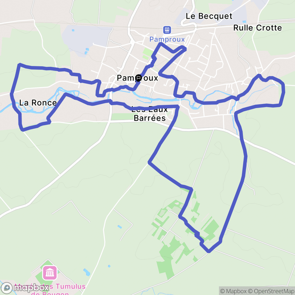Pamproux : carte du parcours de randonnée - France