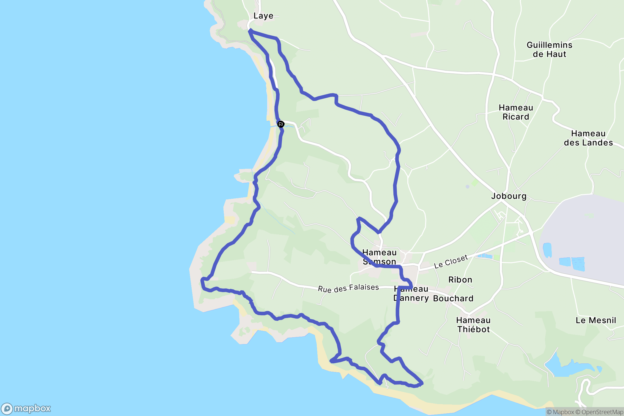 La Hague : carte du parcours de randonnée - France