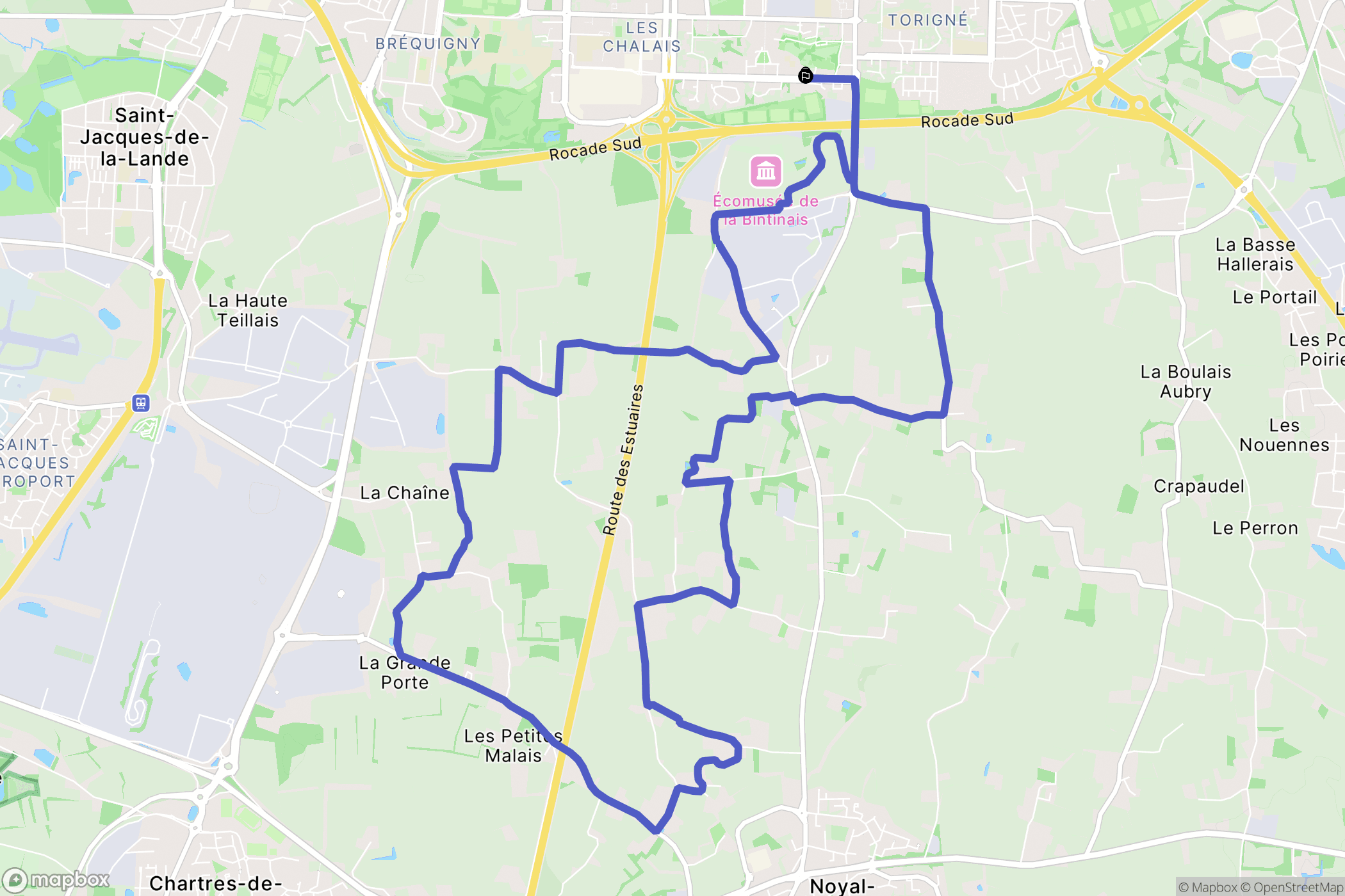 Rennes : carte du parcours de randonnée - France