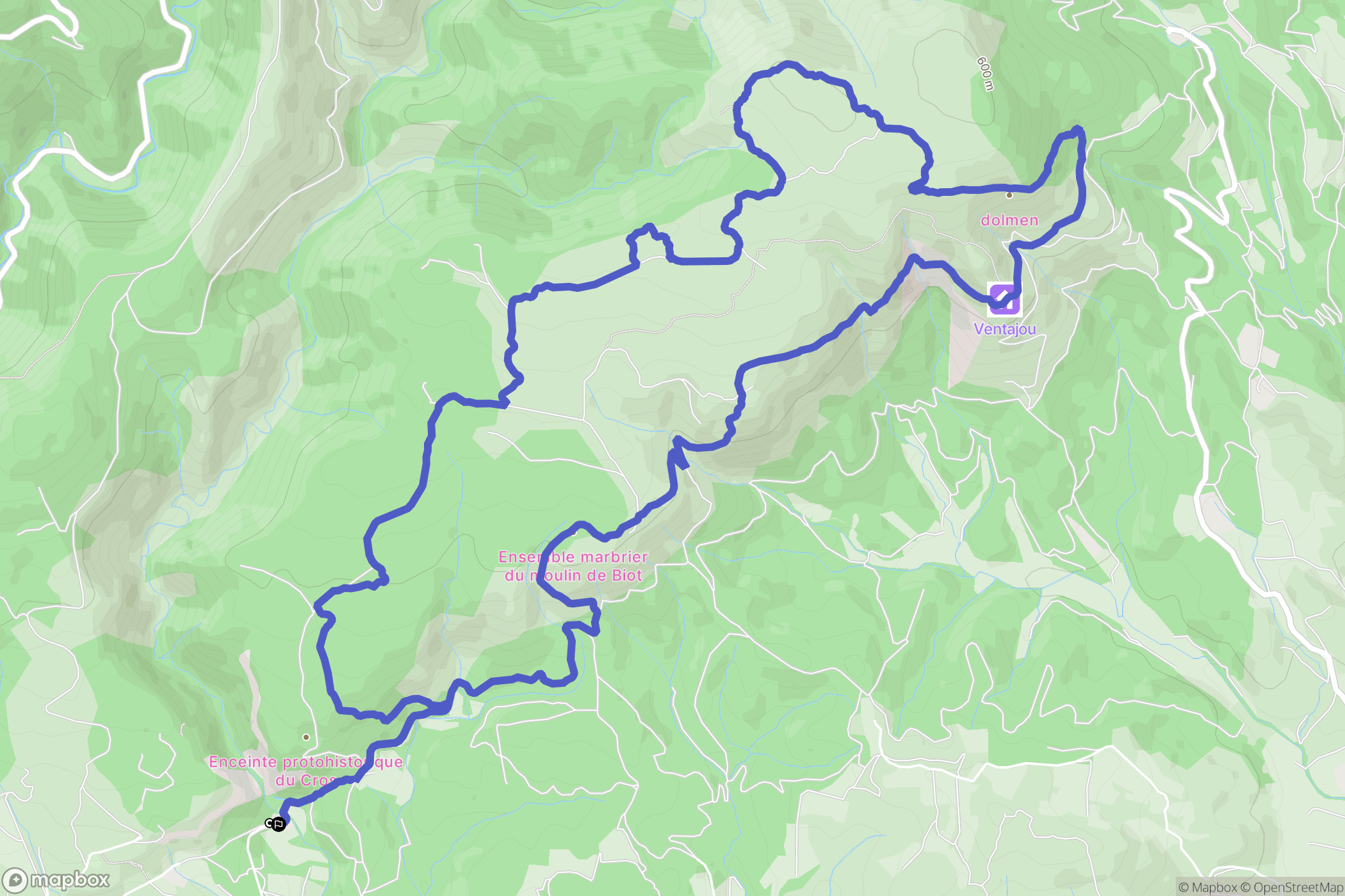 Caunes-Minervois : carte du parcours de randonnée - France