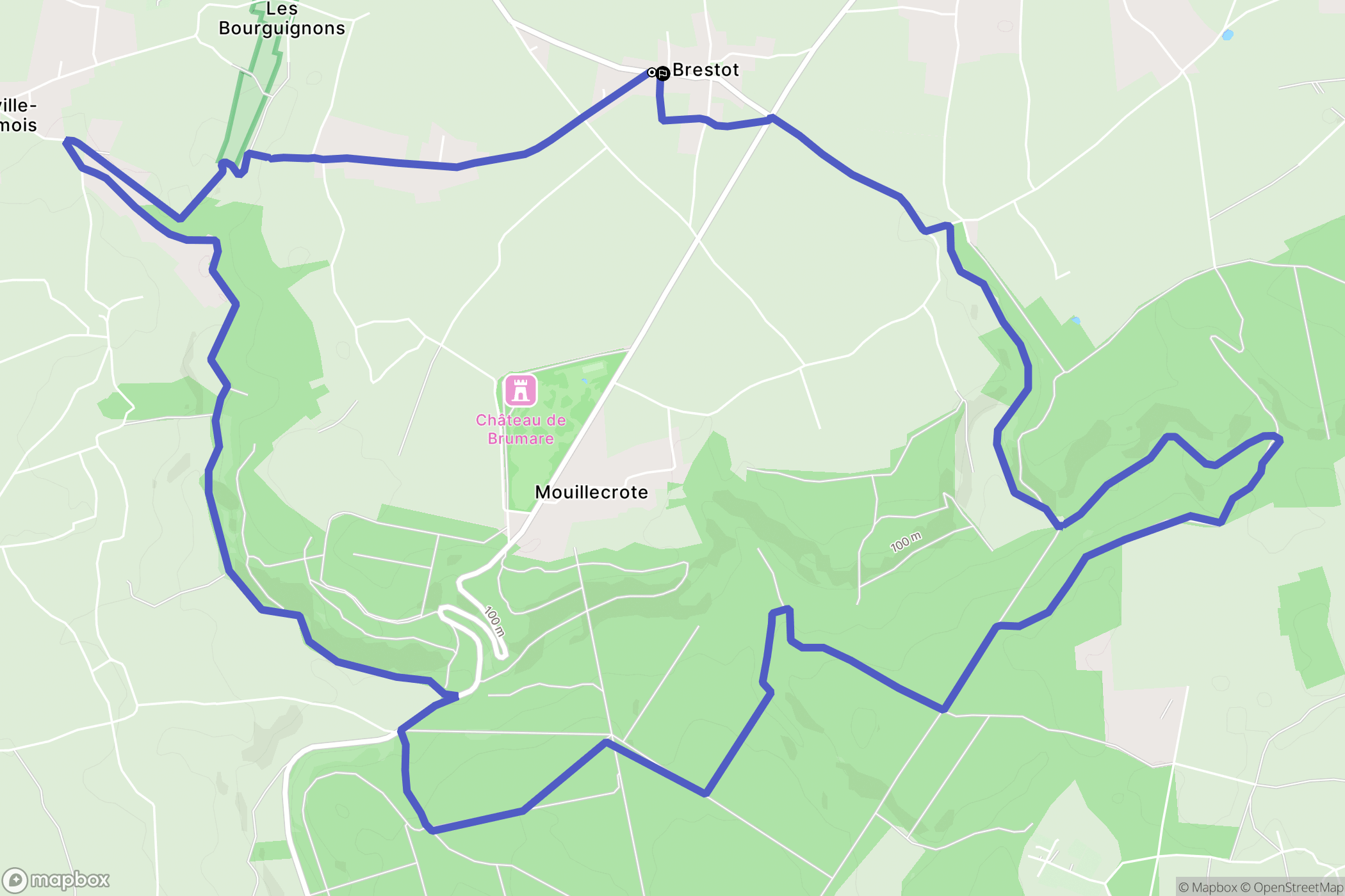 Brestot : carte du parcours de randonnée - France
