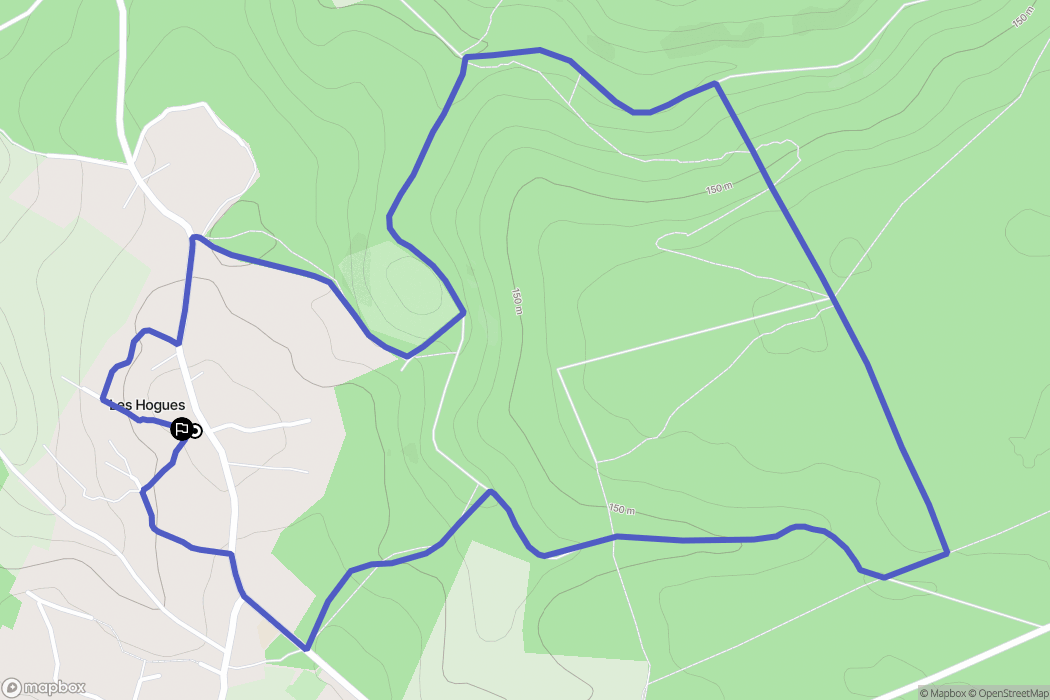 Les Hogues : carte du parcours de randonnée - France
