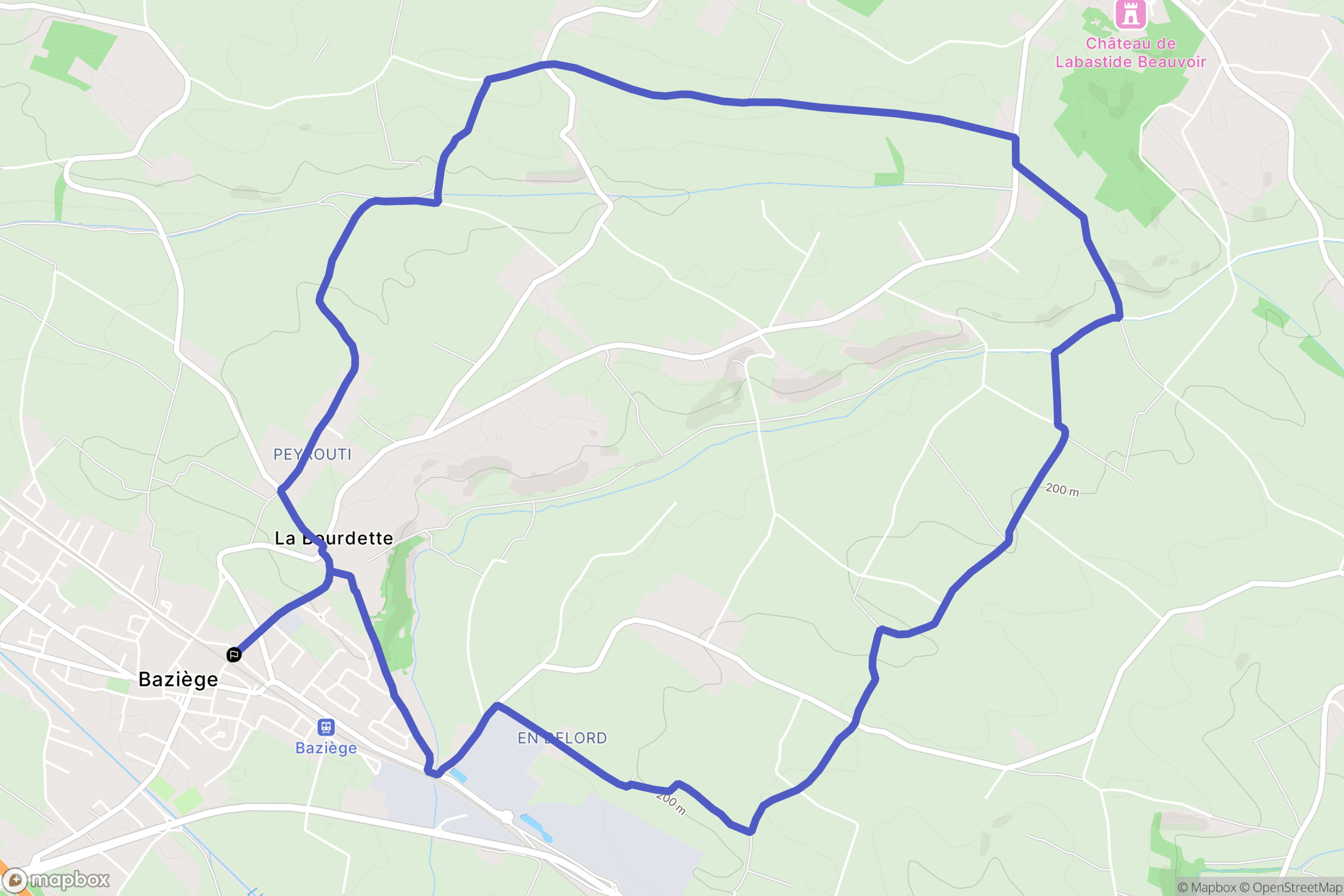 Baziège : carte du parcours de randonnée - France
