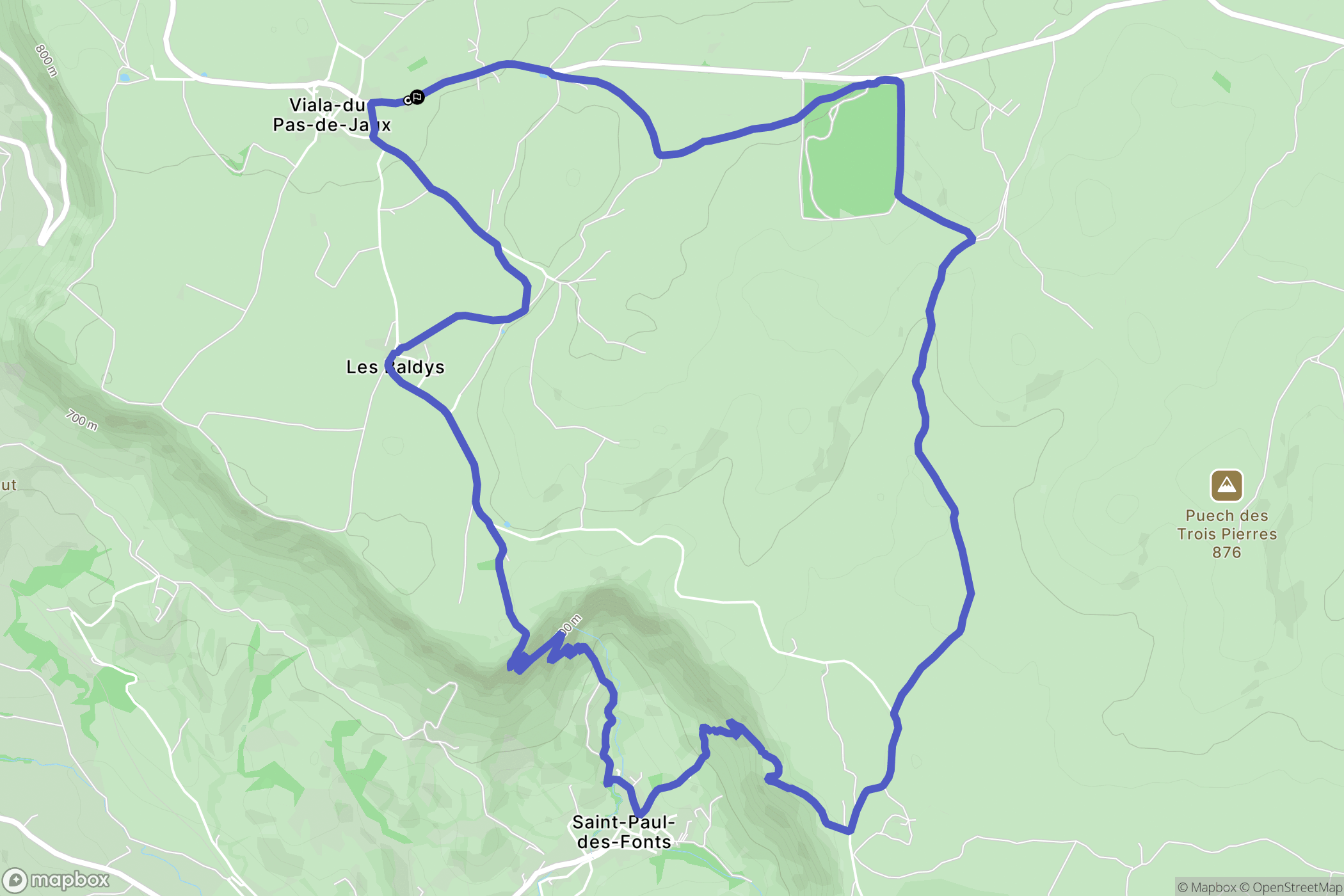 Viala-du-Pas de-Jaux : carte du parcours de randonnée - France