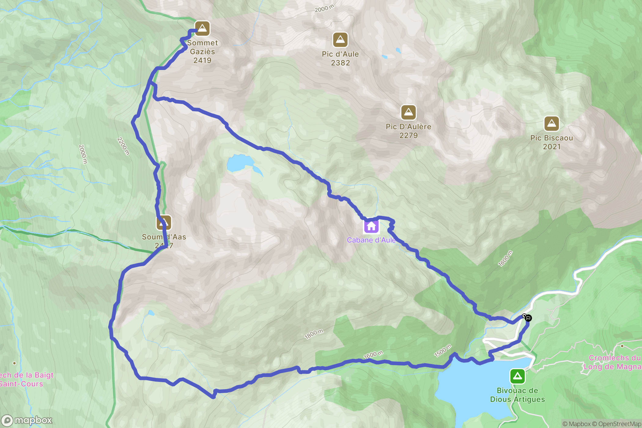 Laruns : carte du parcours de randonnée - France