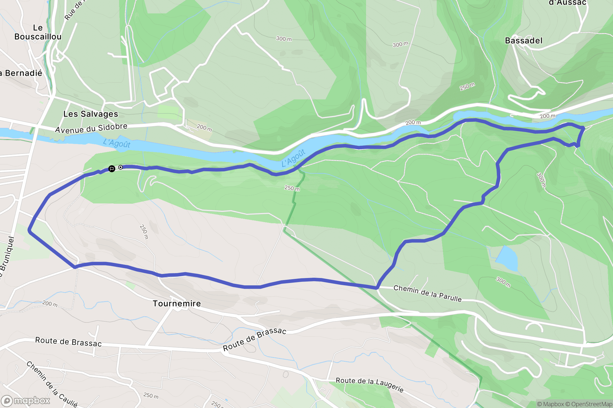 Castres : carte du parcours de randonnée - France