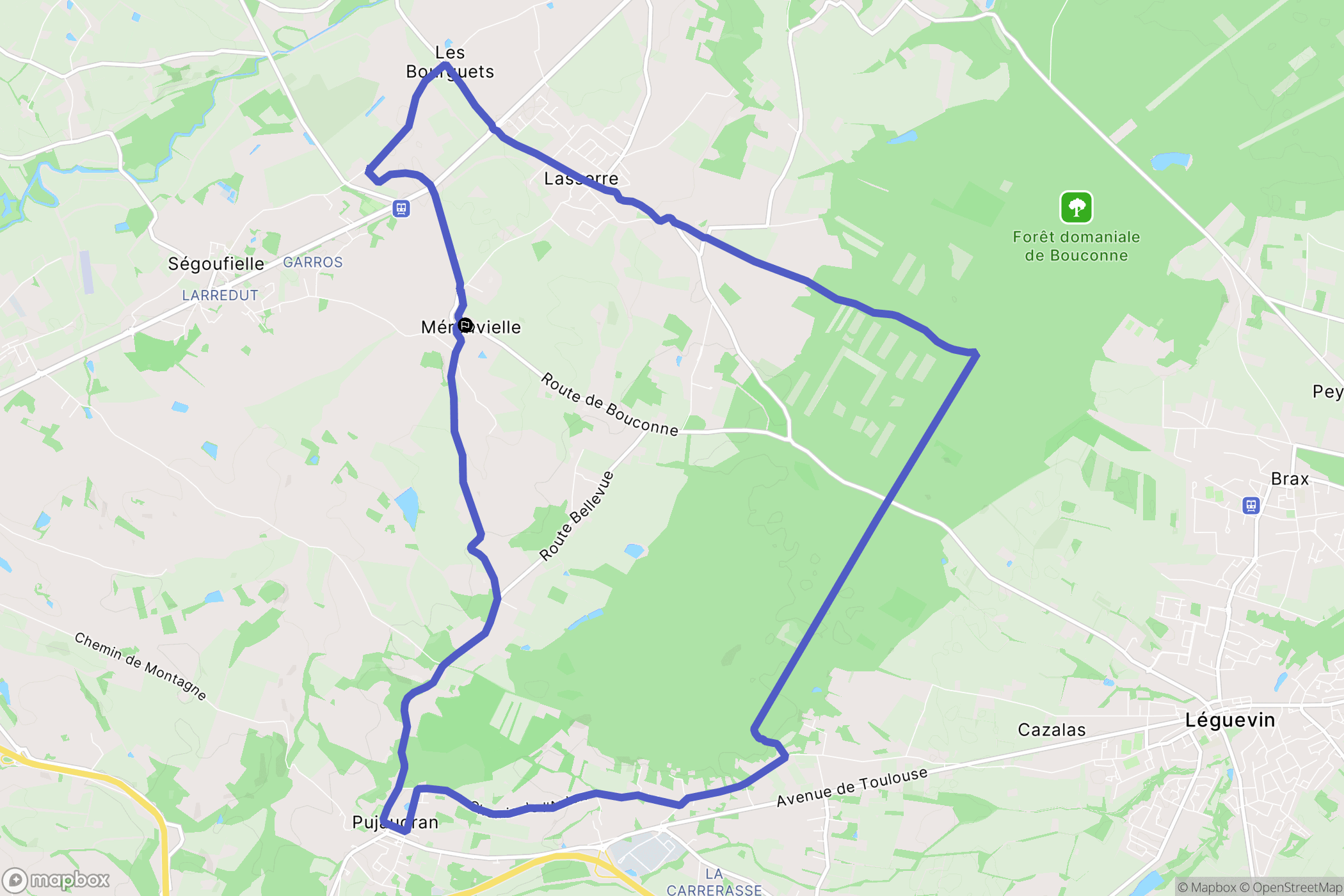 Mérenvielle : carte du parcours de randonnée - France