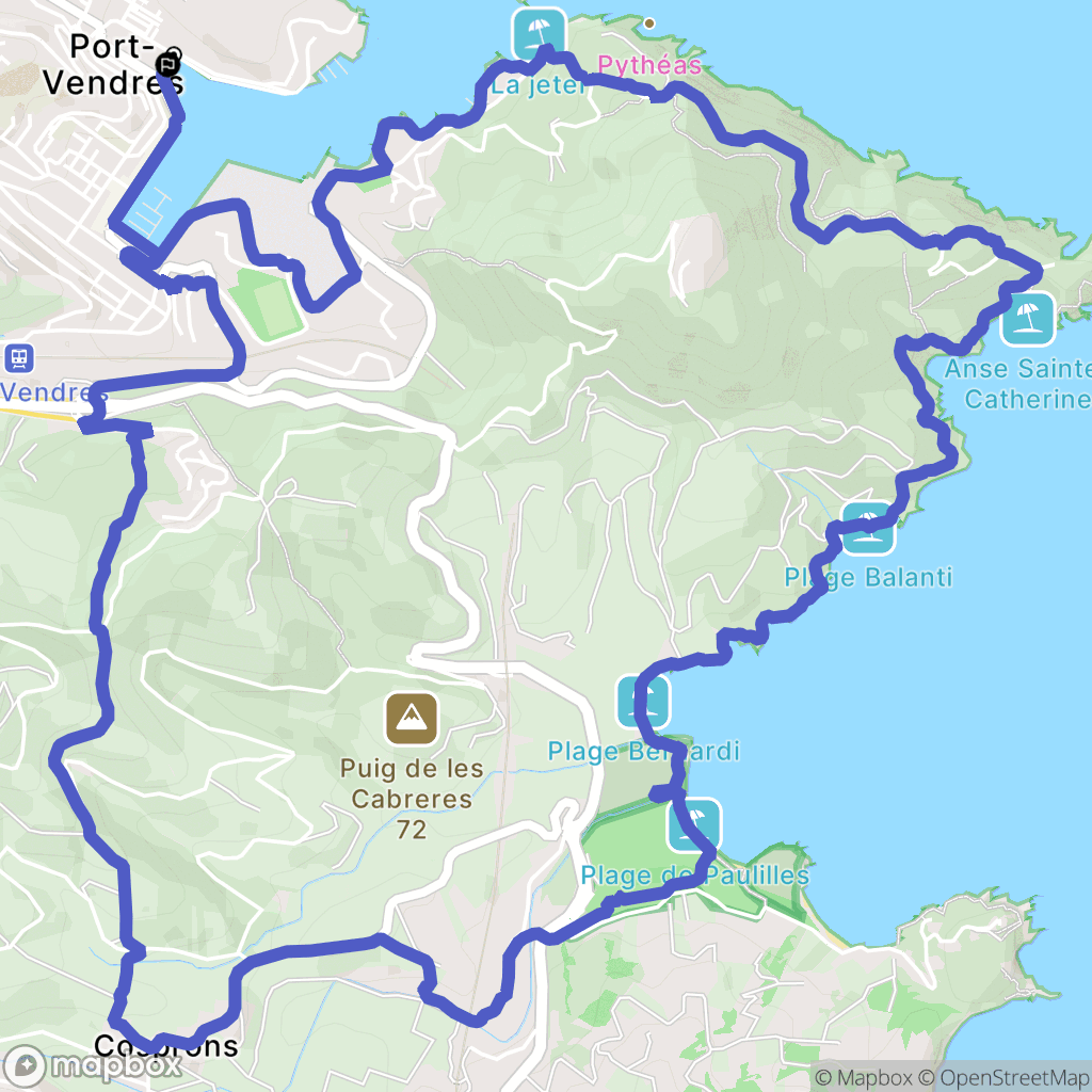 Port-Vendres : carte du parcours de randonnée - France