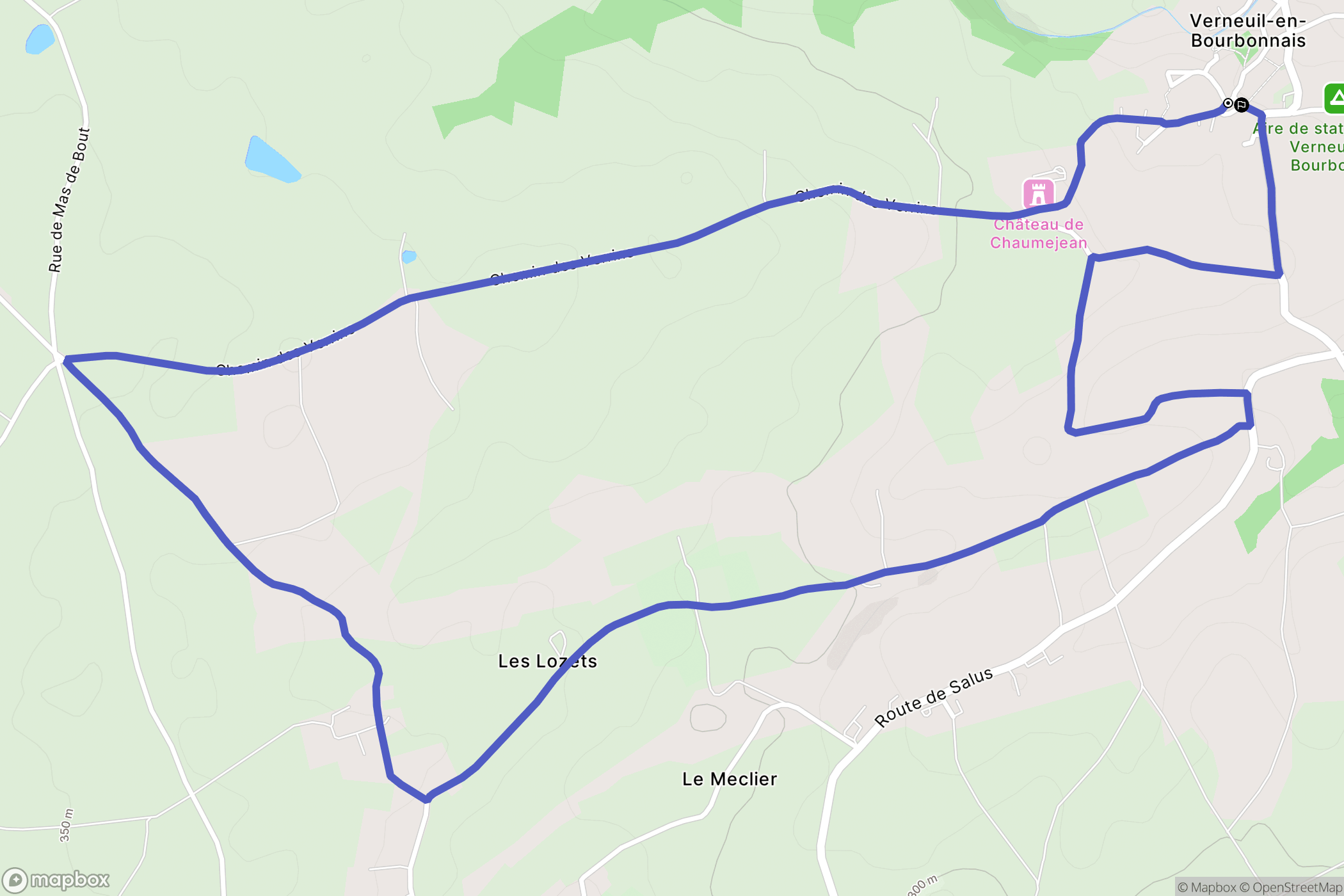 Verneuil-en-Bourbonnais : carte du parcours de randonnée - France